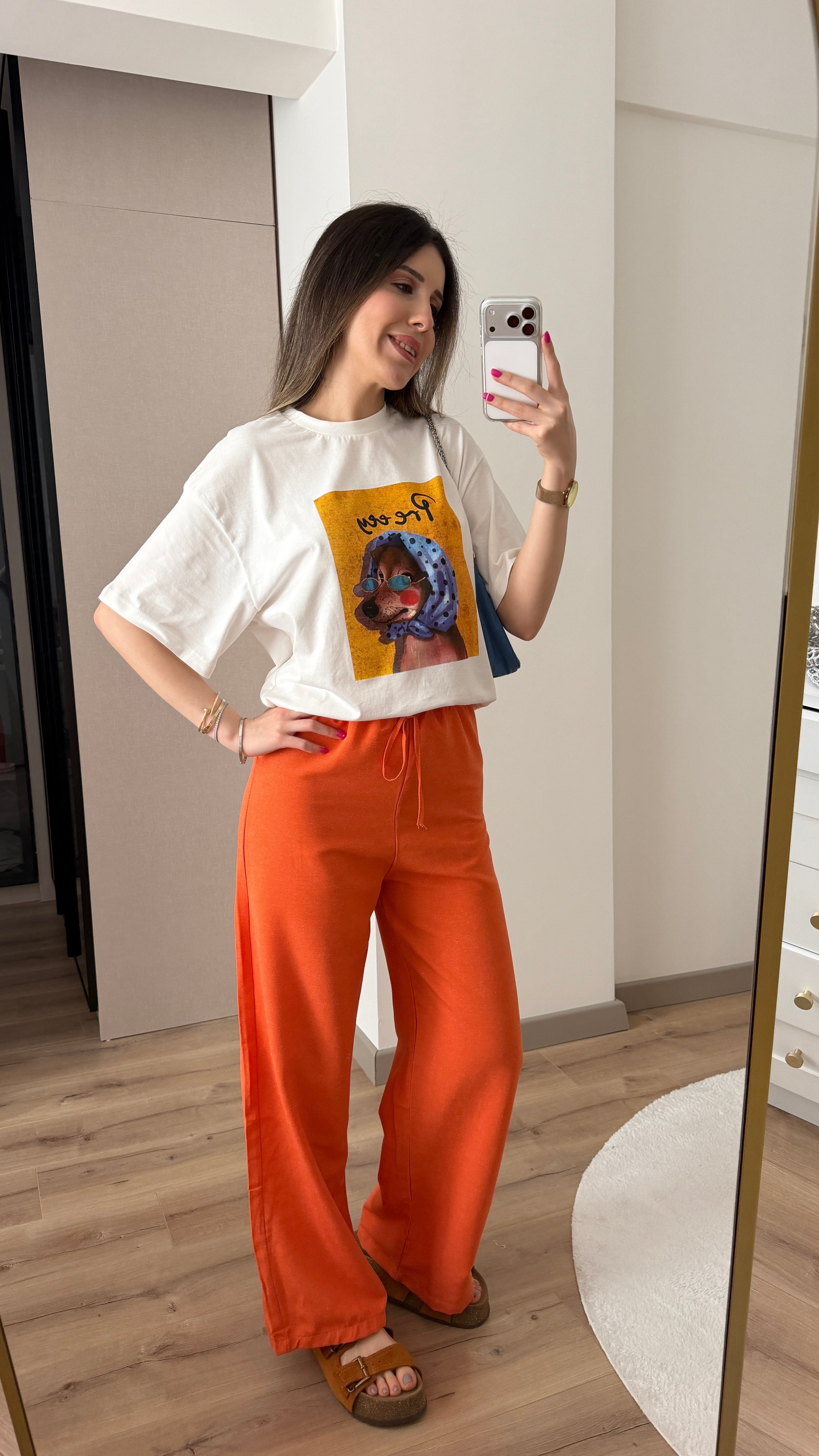 BELİ LASTİKLİ TURUNCU PANTOLON