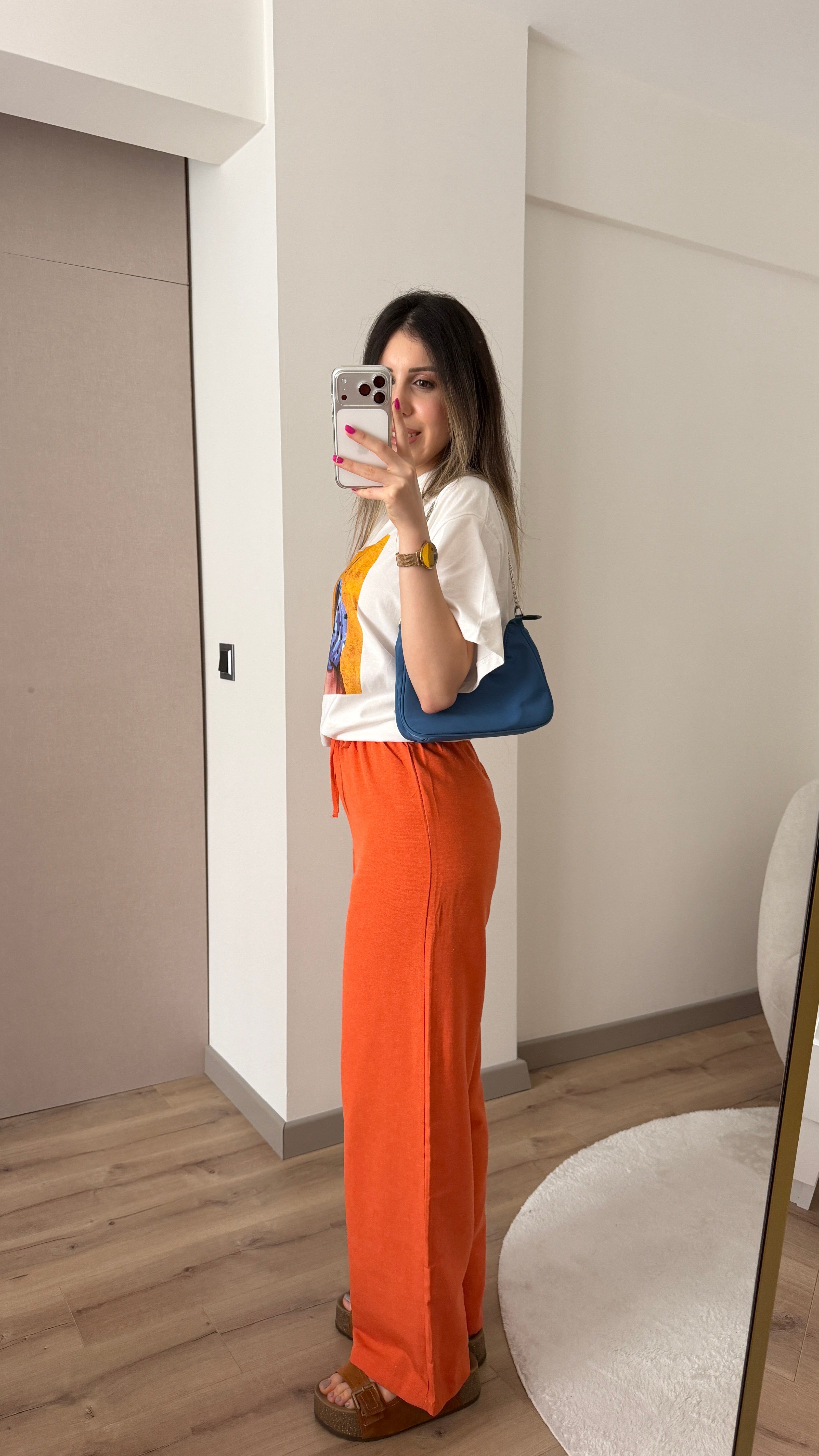 BELİ LASTİKLİ TURUNCU PANTOLON