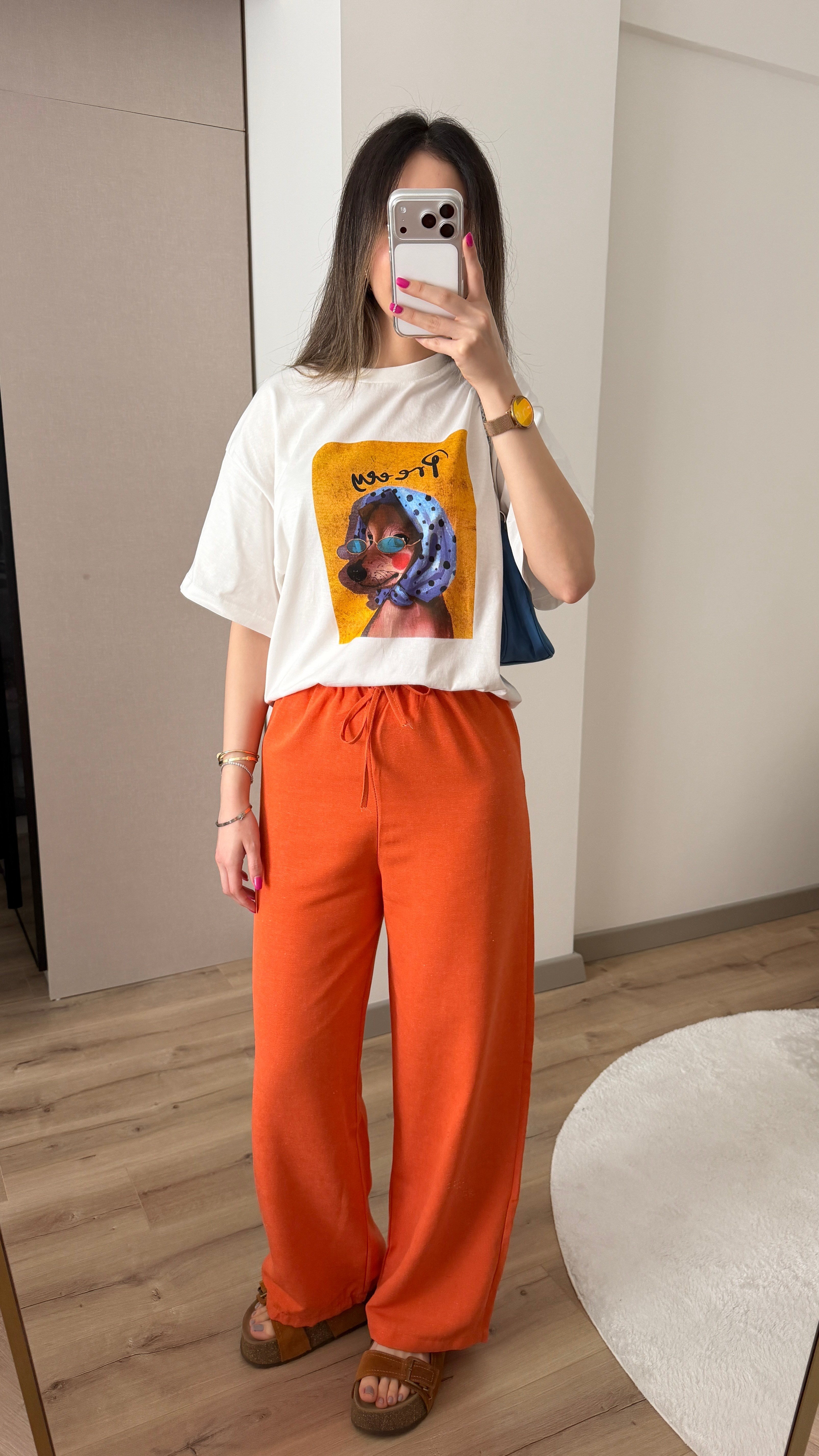 BELİ LASTİKLİ TURUNCU PANTOLON