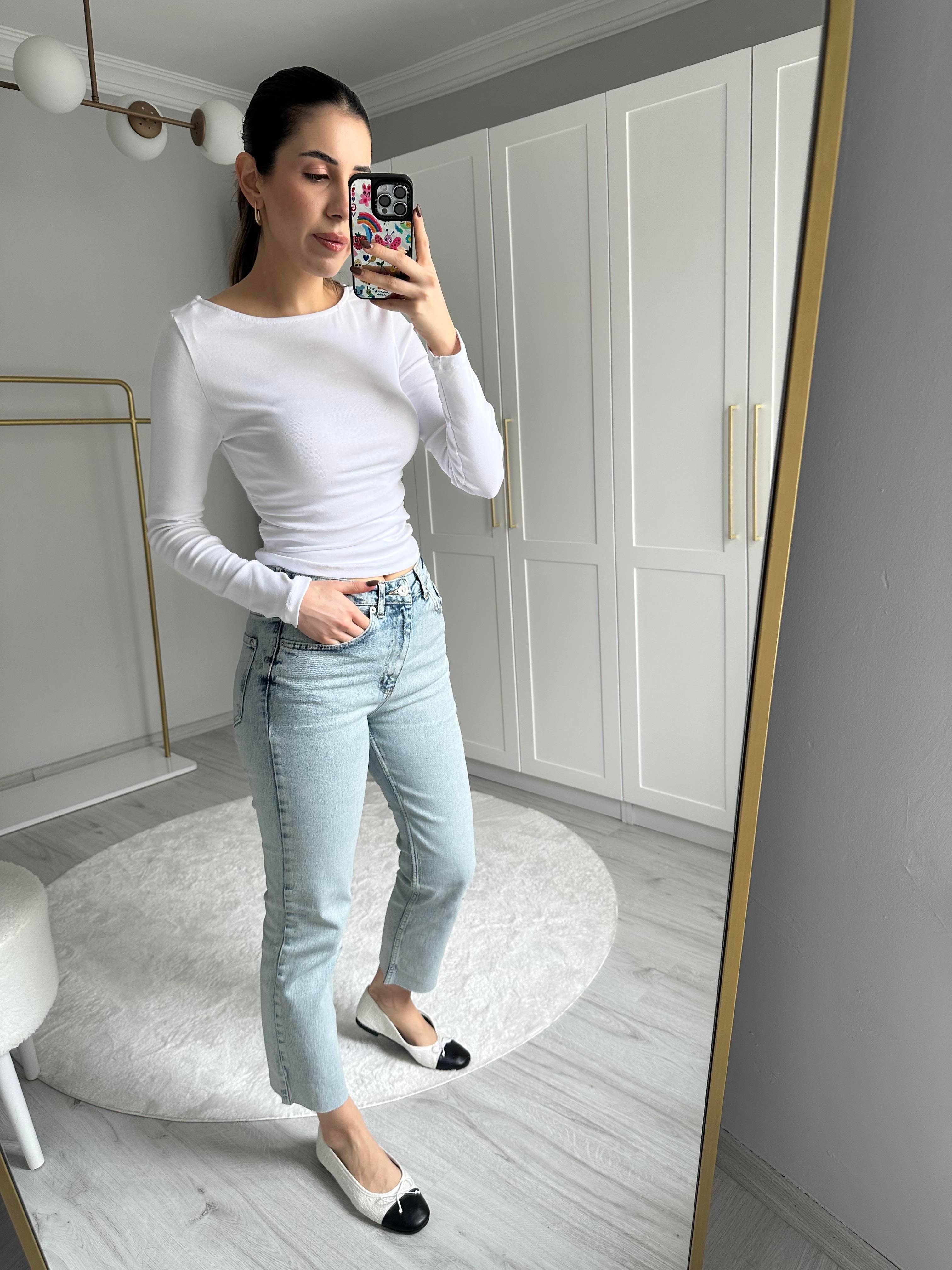 BOY FIT KESİK PAÇA AÇIK MAVİ JEAN