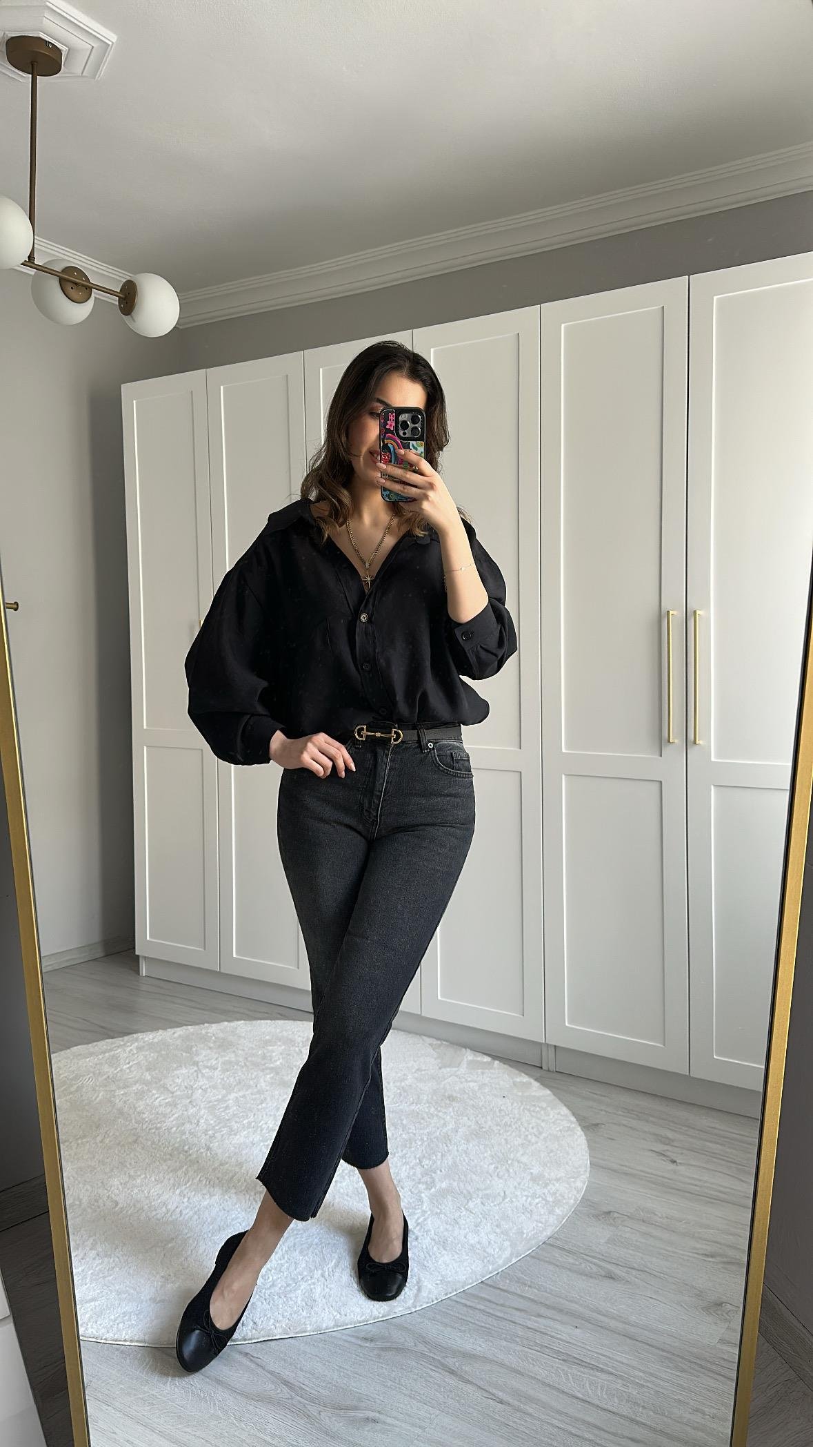 BOY FIT KESİK PAÇA ANTRASİT JEAN