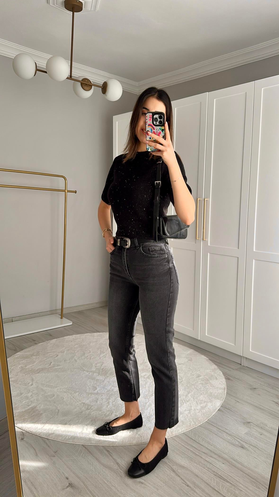 BOY FIT KESİK PAÇA ANTRASİT JEAN