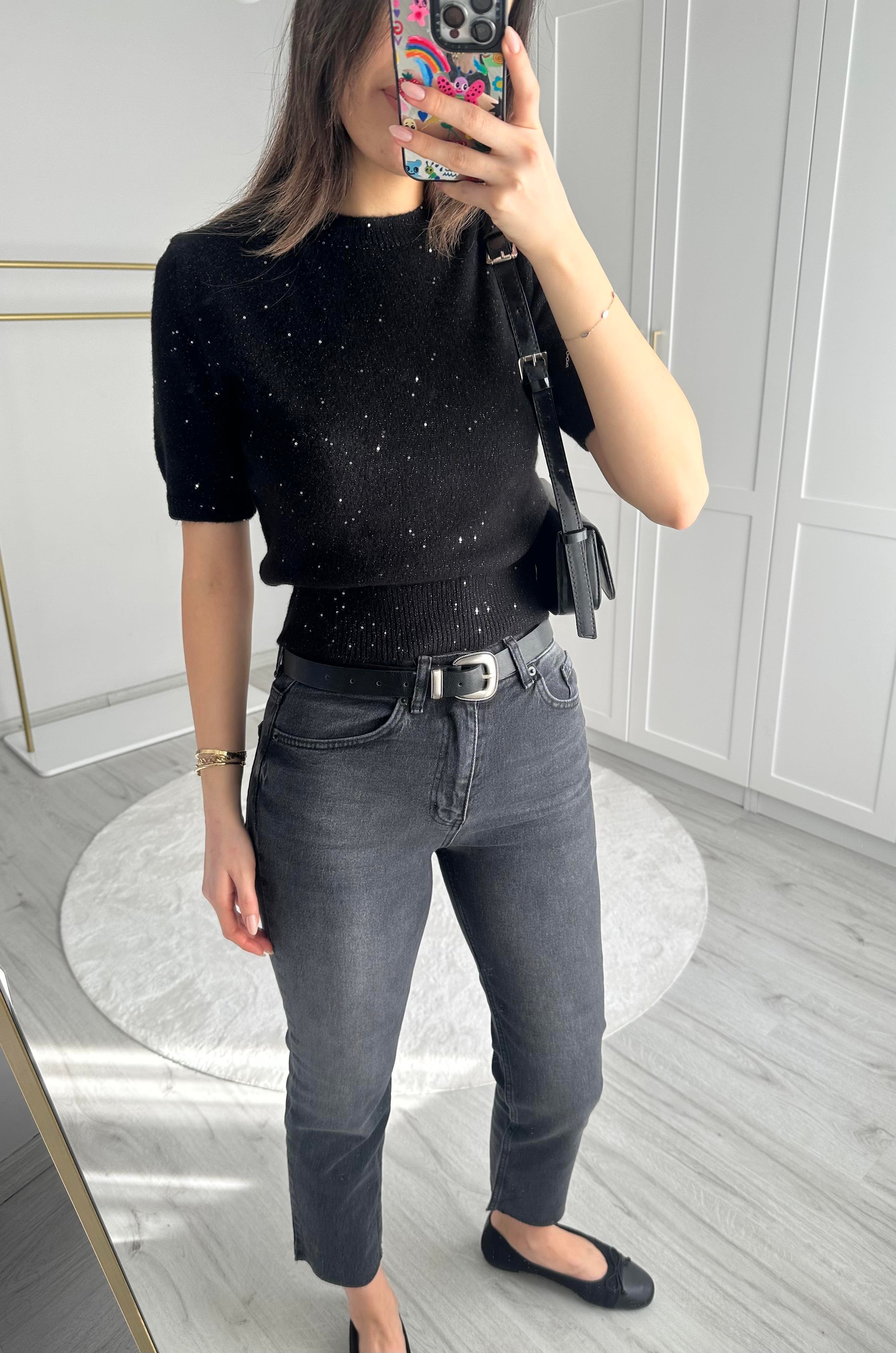 BOY FIT KESİK PAÇA ANTRASİT JEAN