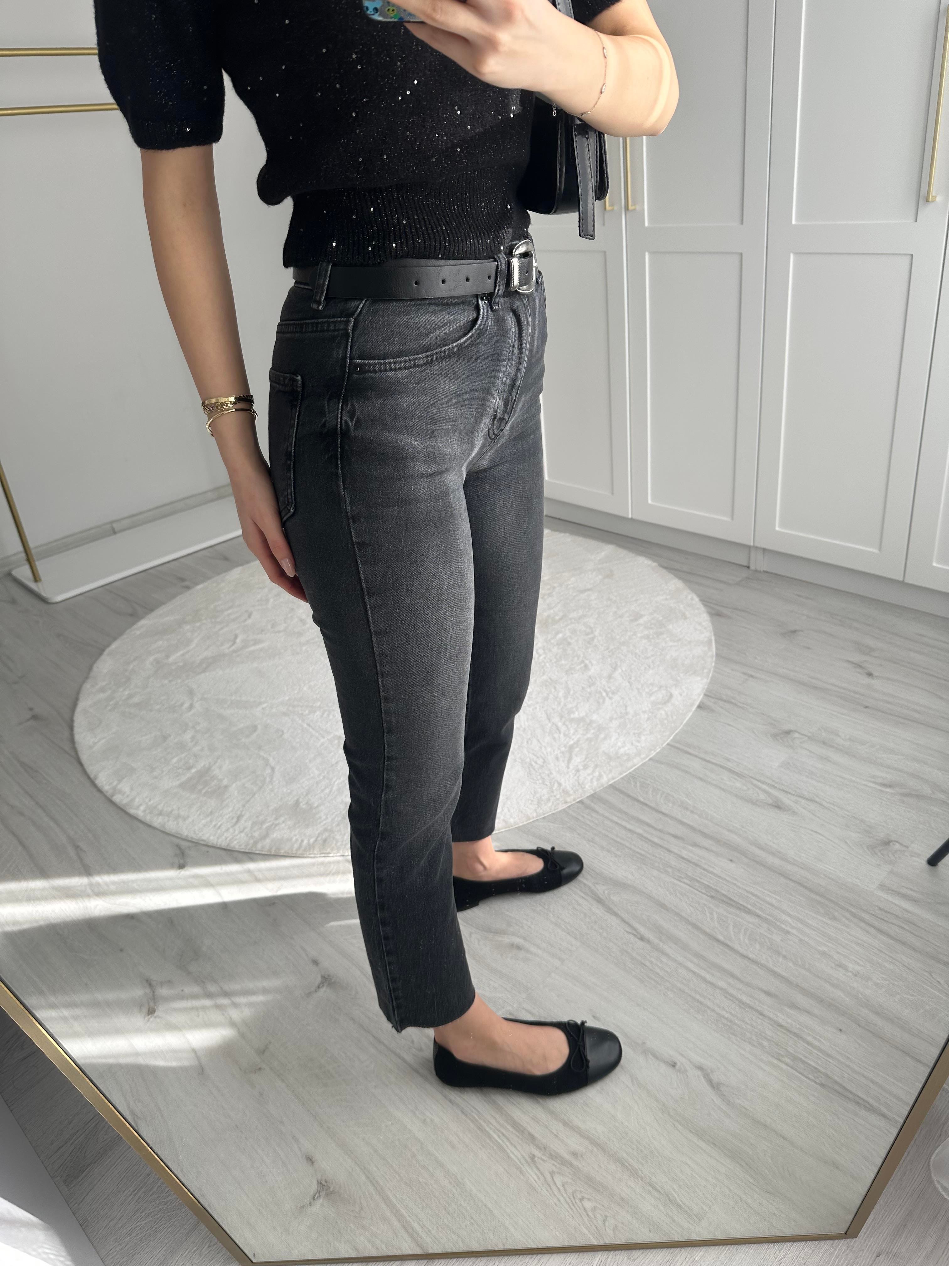 BOY FIT KESİK PAÇA ANTRASİT JEAN
