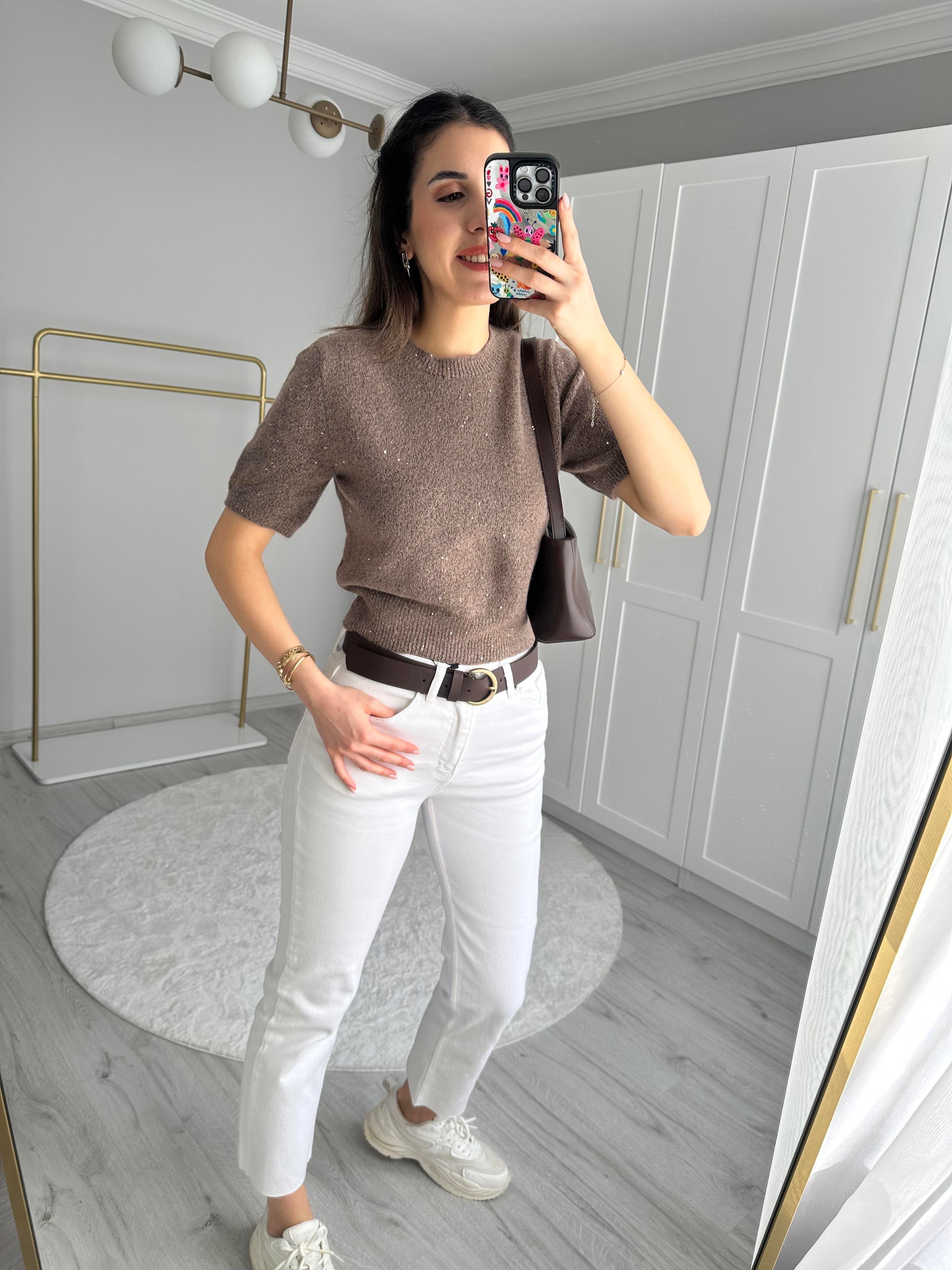 BOY FIT KESİK PAÇA BEYAZ JEAN