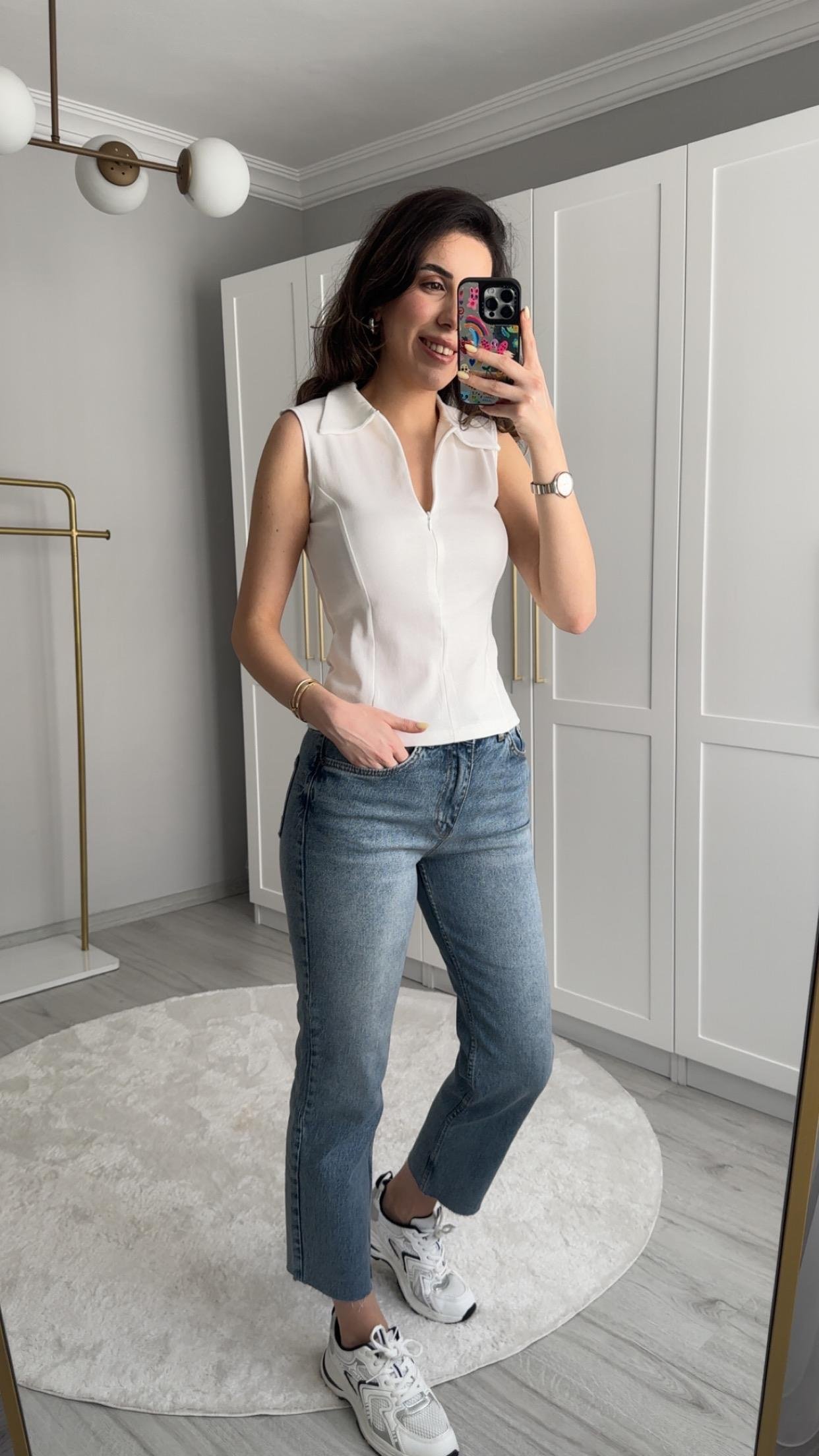 BOY FIT KESİK PAÇA MAVİ JEAN