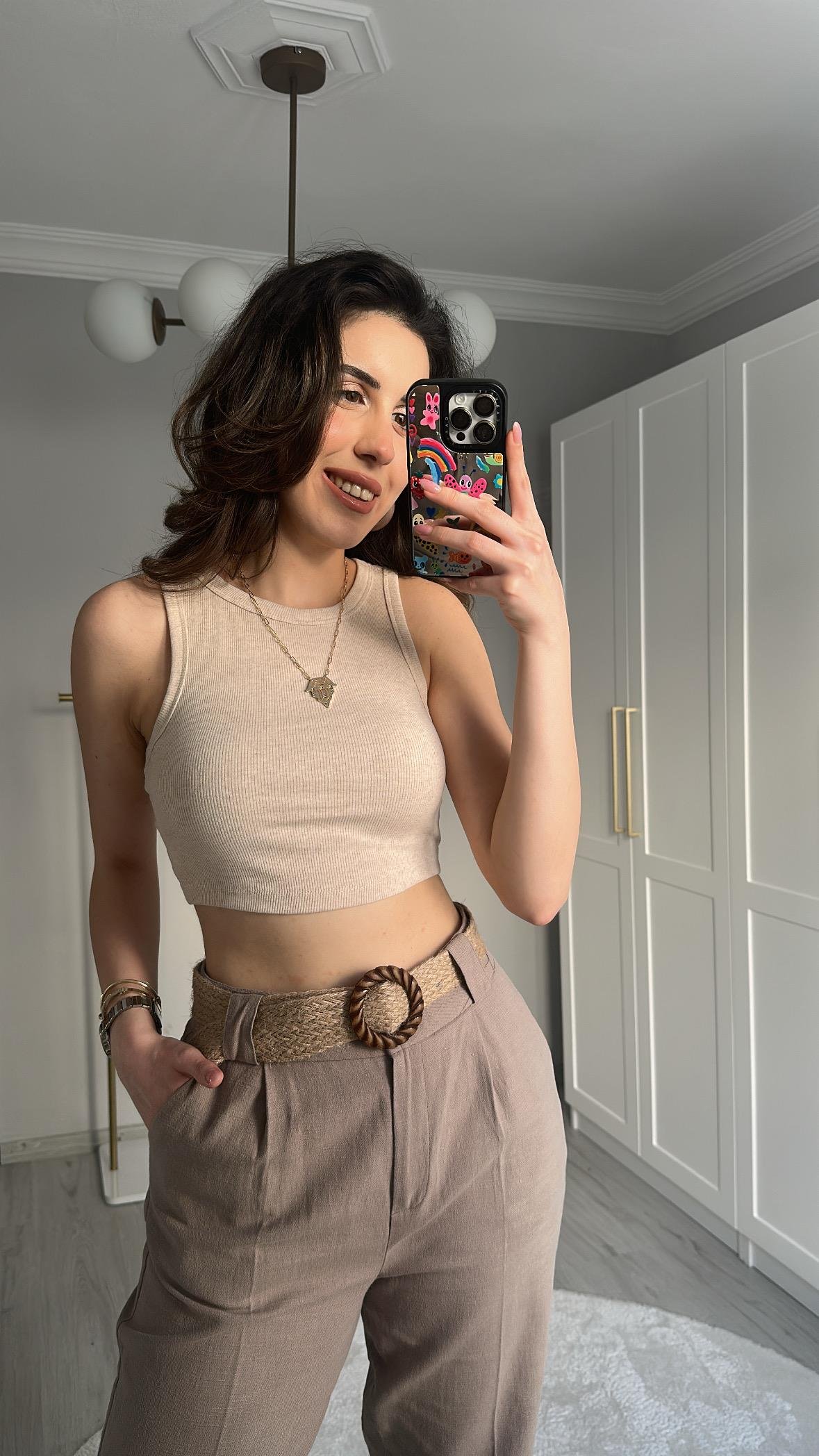 DLV BEJ FİTİLLİ CROP TOP