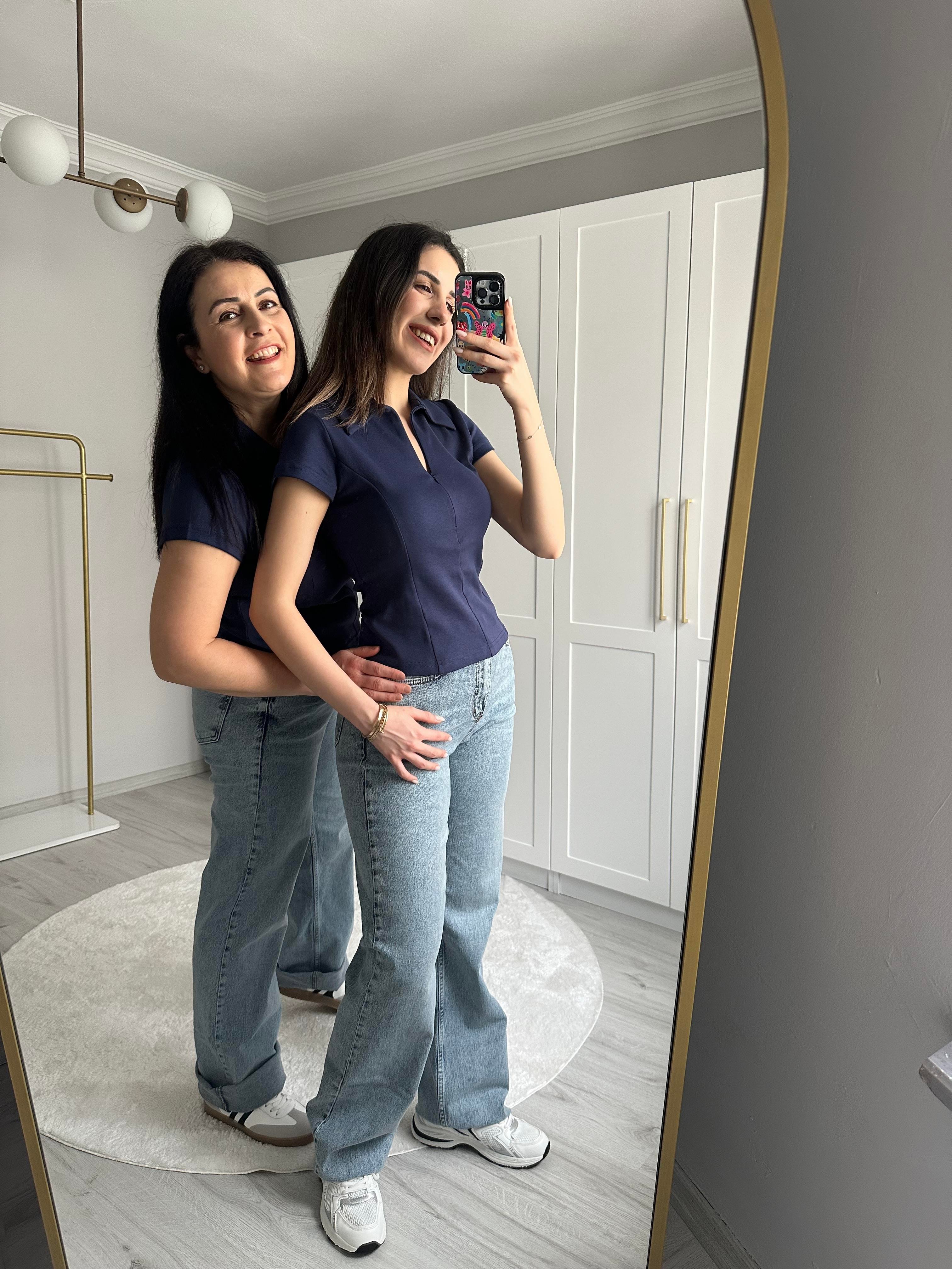 FERMUARLI LACİVERT BLUZ