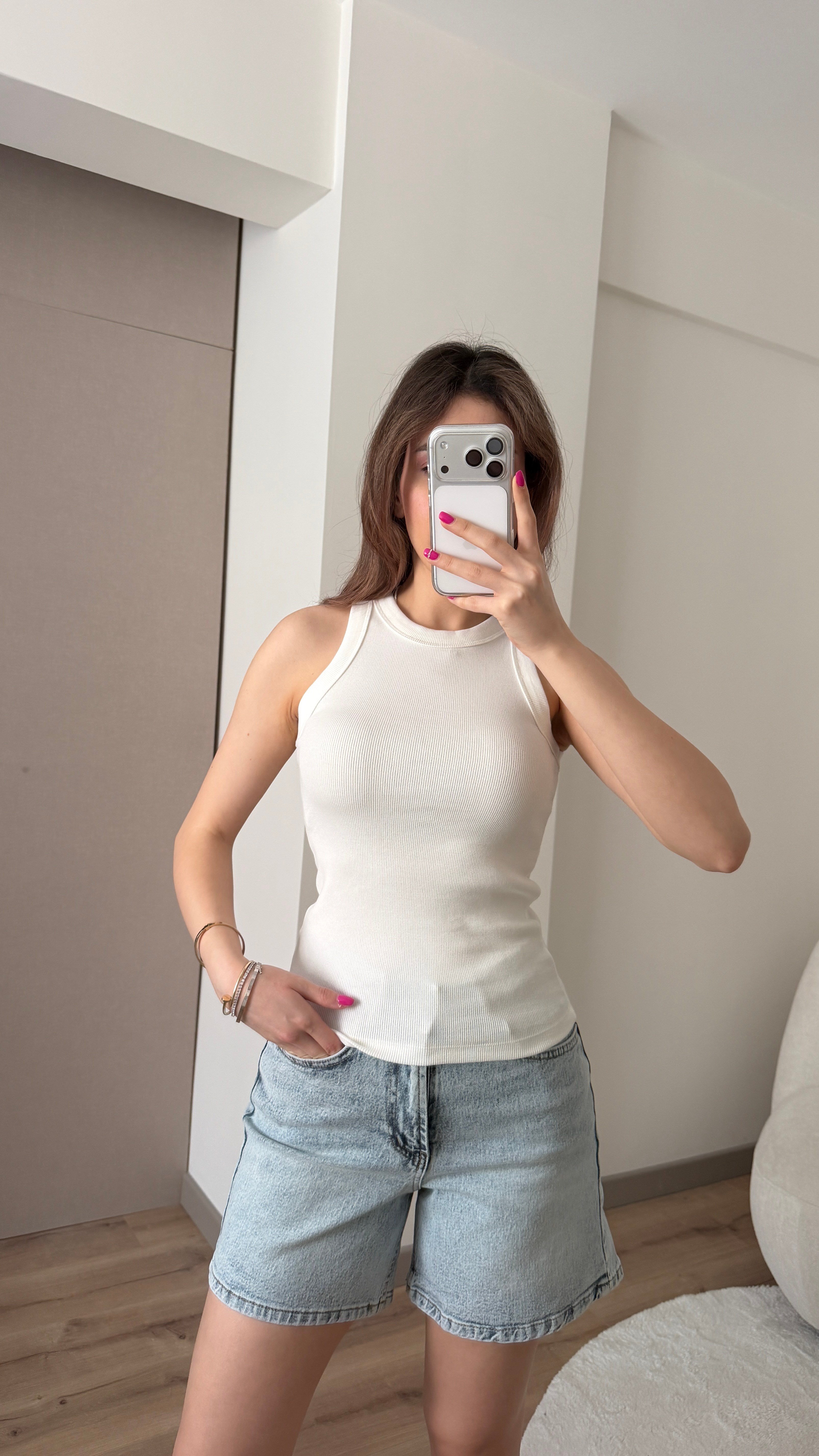 HALTER YAKA FİTİLLİ BEYAZ ATLET