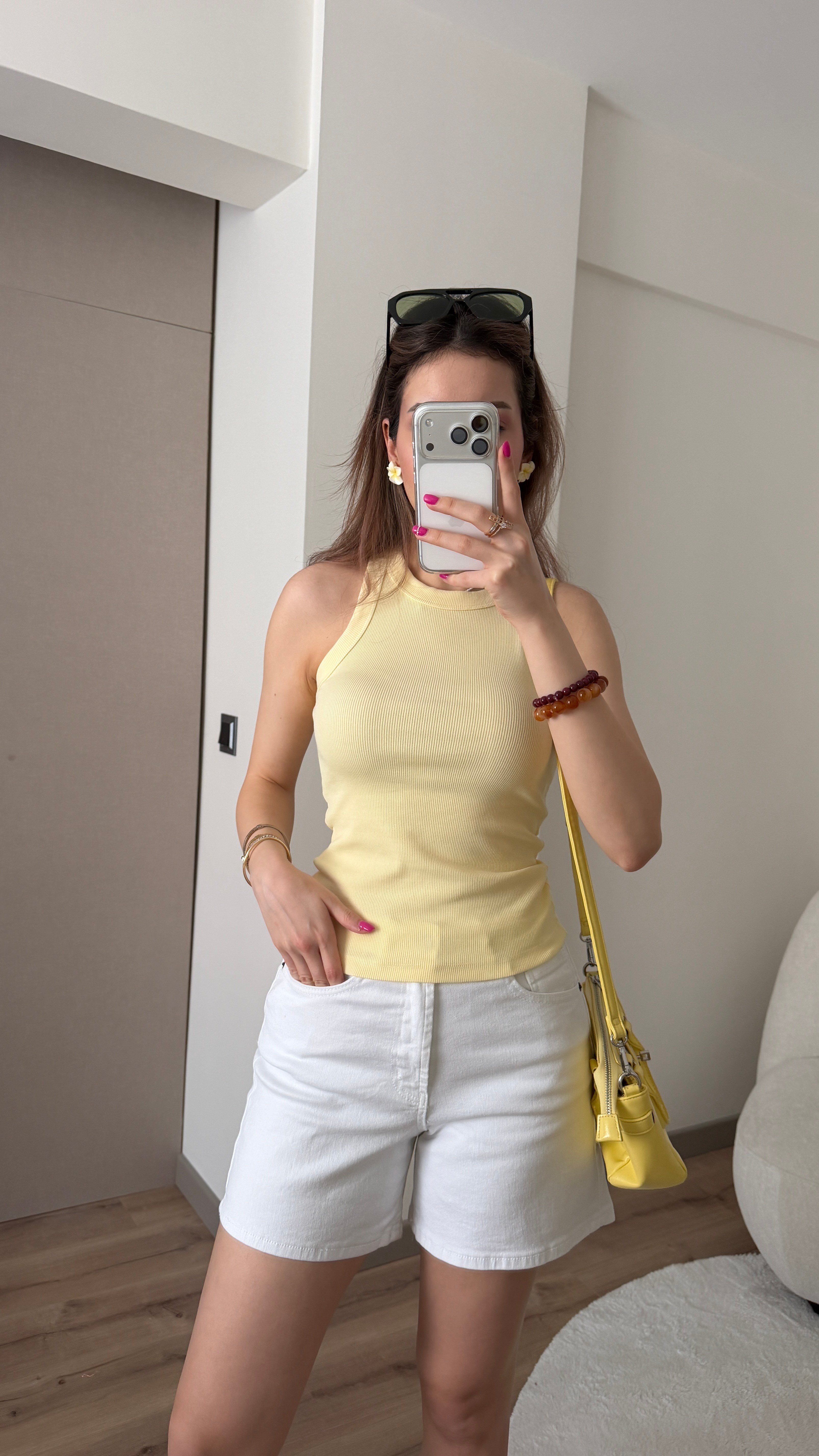 HALTER YAKA FİTİLLİ SARI ATLET