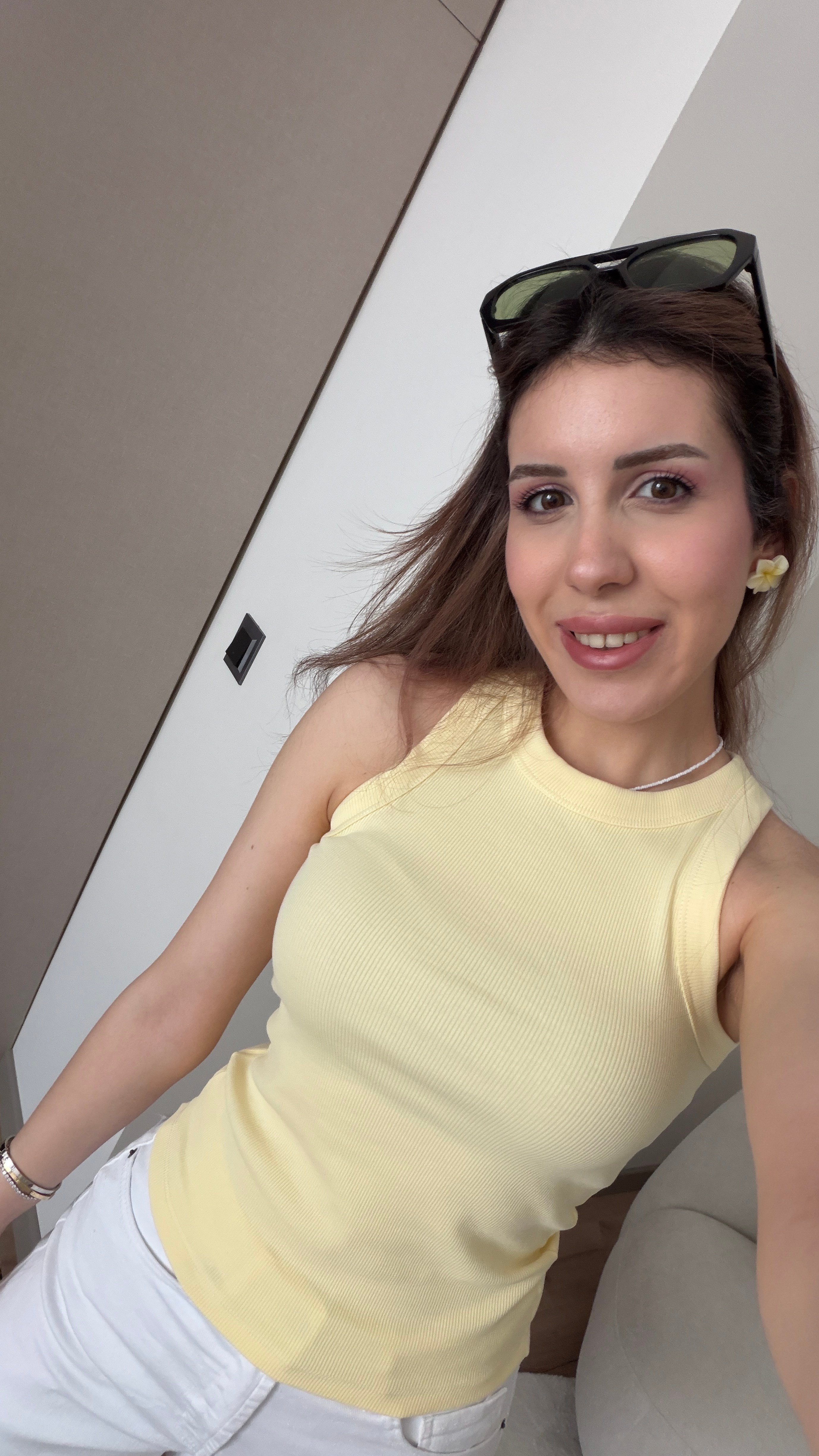 HALTER YAKA FİTİLLİ SARI ATLET