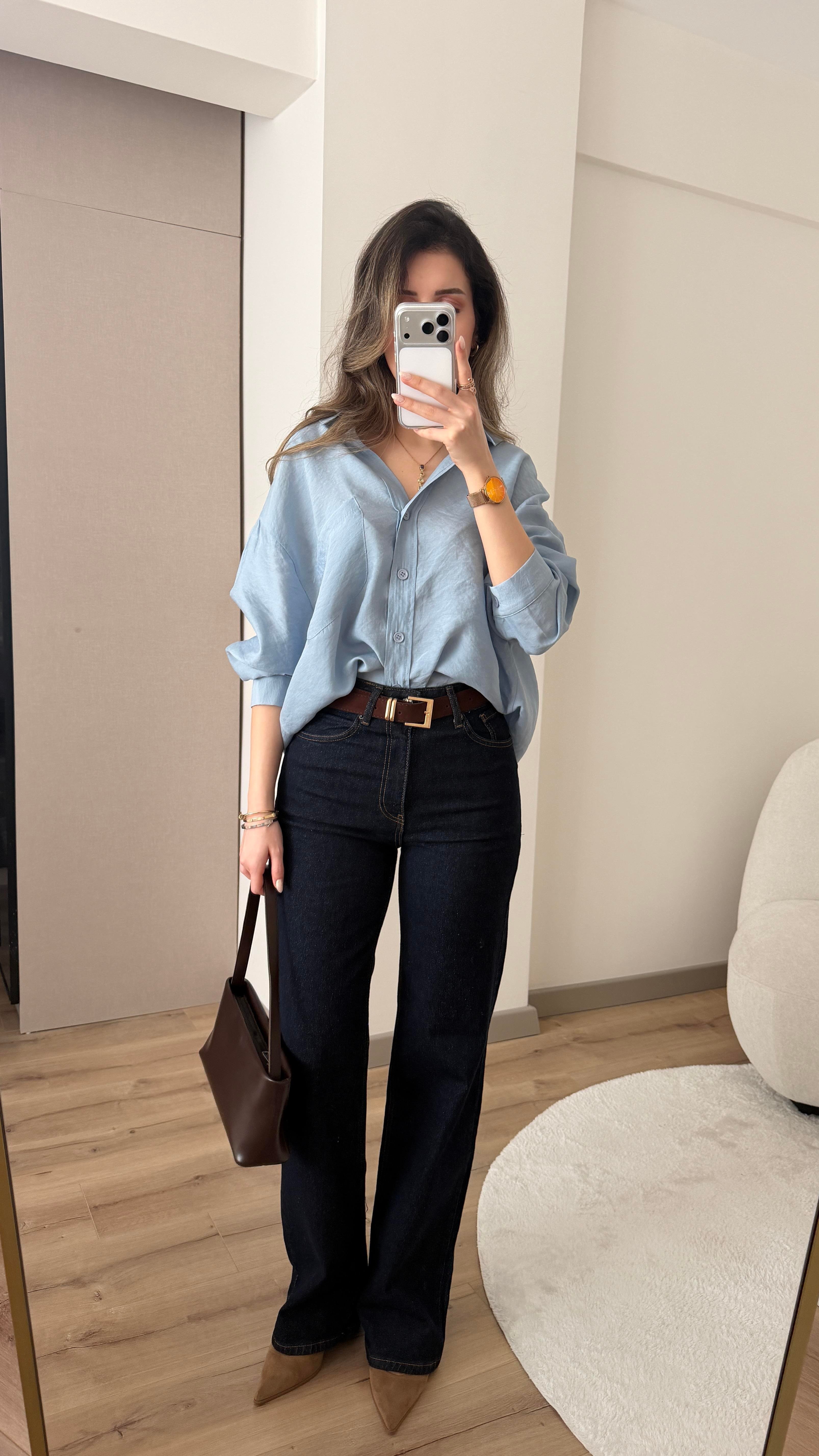 KEMERLİ KOYU LACİVERT STRAİGHT JEAN