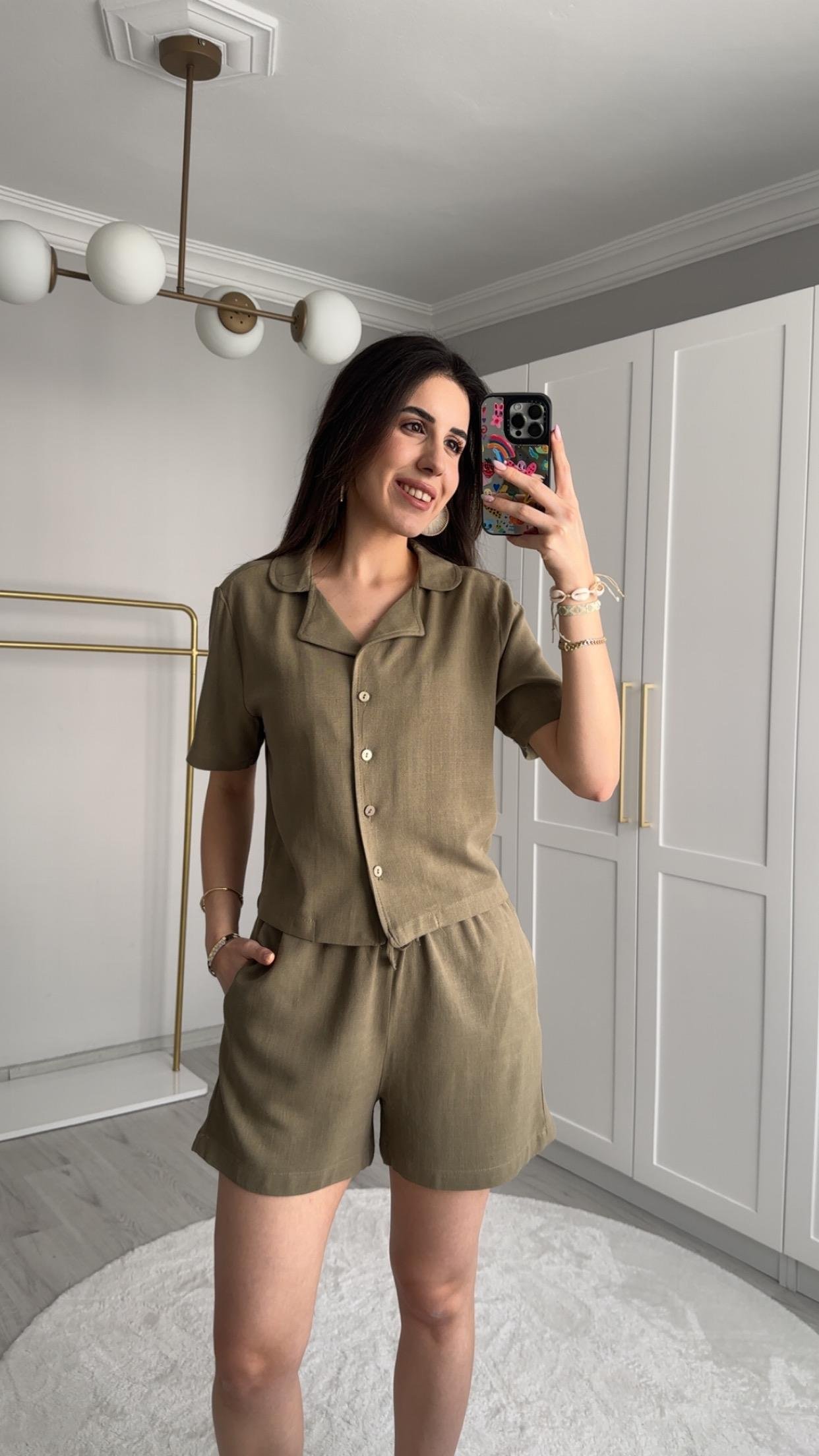 KETEN ŞORTLU HAKİ TAKIM