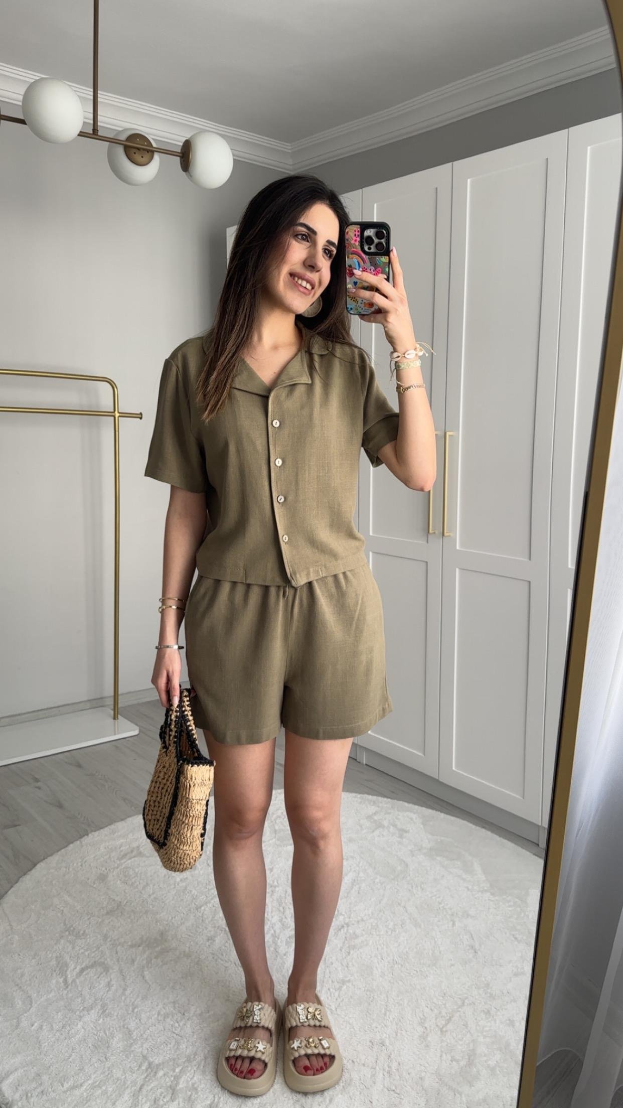 KETEN ŞORTLU HAKİ TAKIM