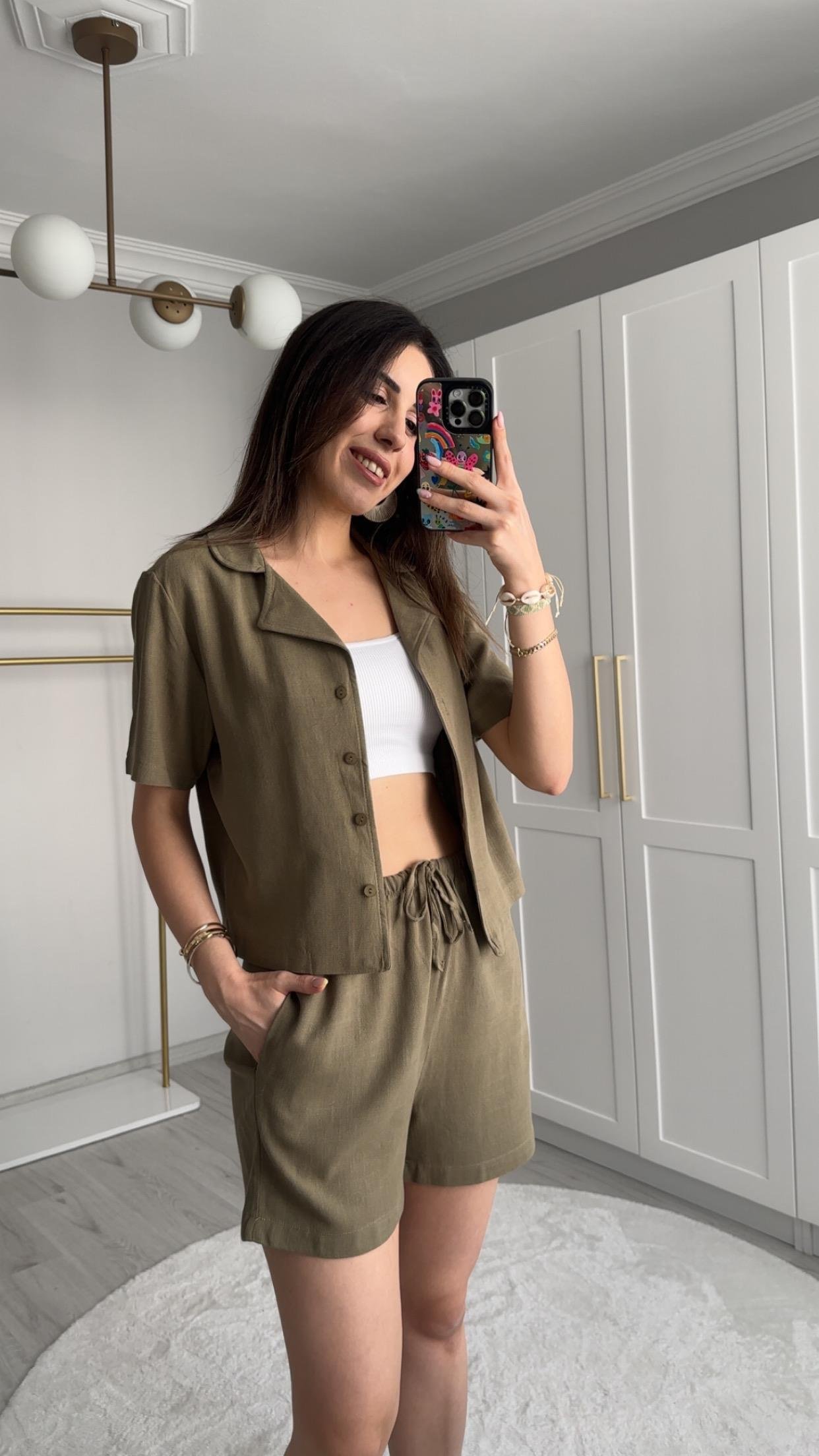 KETEN ŞORTLU HAKİ TAKIM