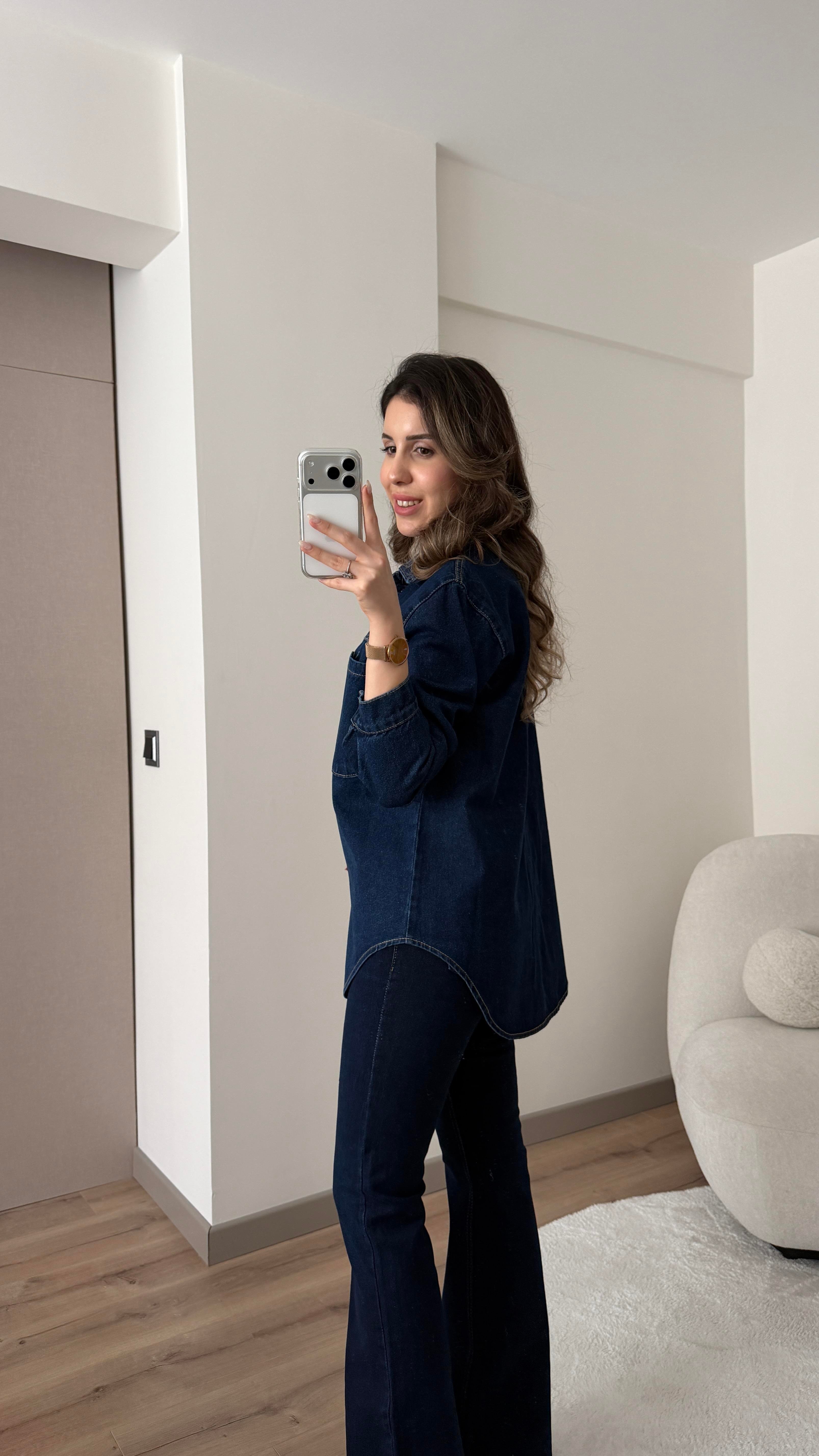KOYU LACİVERT ÇITÇITLI DENİM CEKET