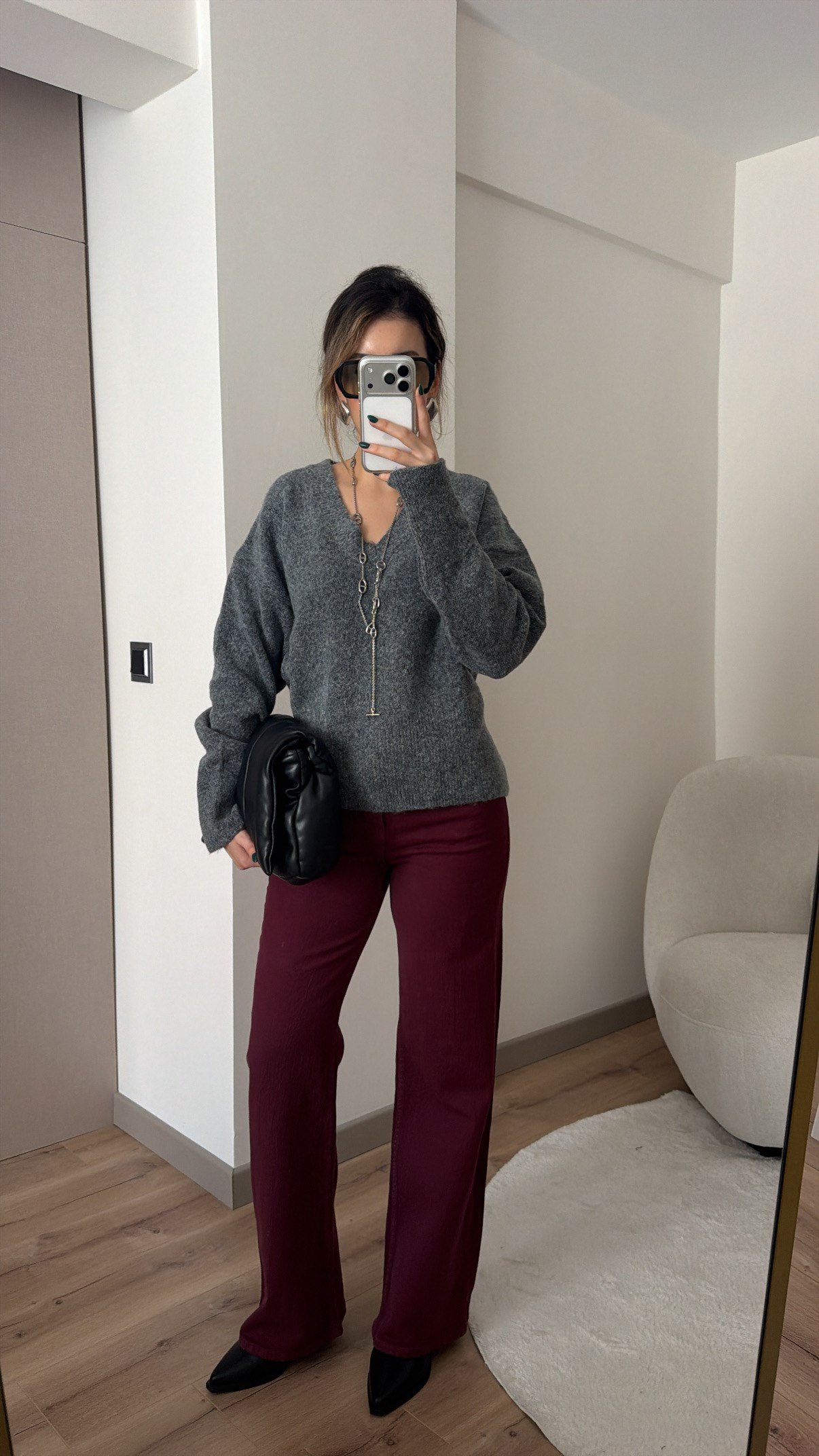 LİKRALI BORDO WİDE LEG JEAN