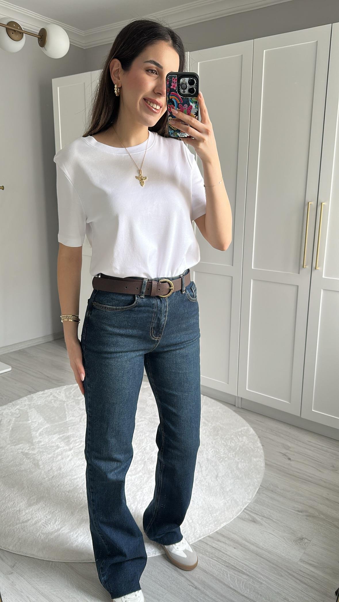 LİKRALI STRAİGHT GENİŞ PAÇA LACİVERT JEAN