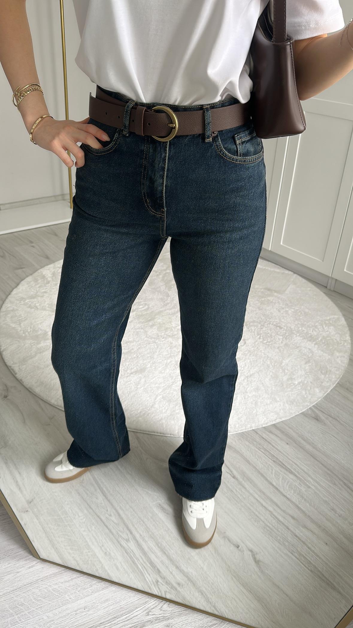LİKRALI STRAİGHT GENİŞ PAÇA LACİVERT JEAN