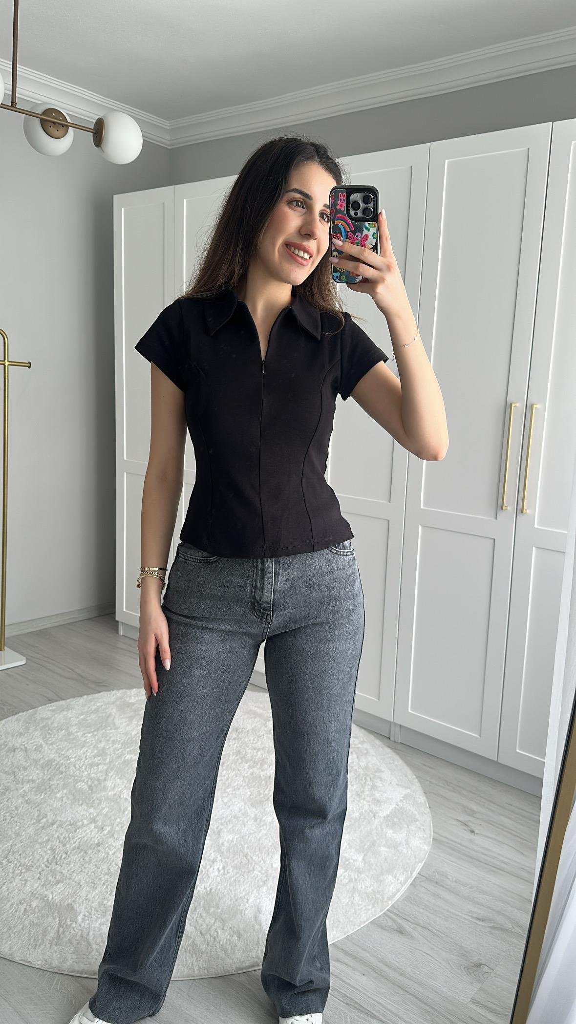 LİKRALI STRAİGHT GENİŞŞ PAÇA ANTRASİT  JEAN