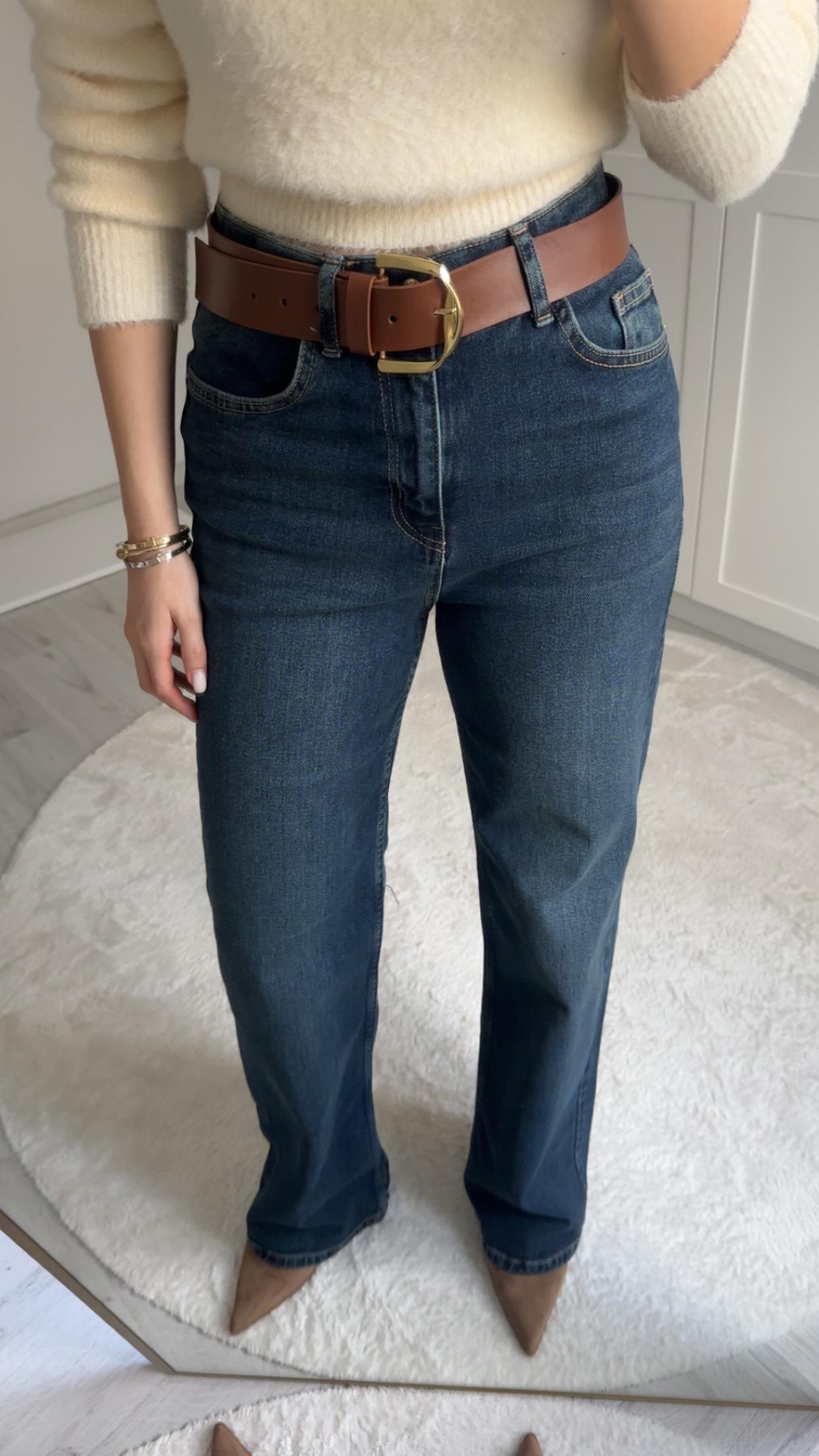 LİKRALI -YIKAMALI STRAİGHT LACİVERT JEAN