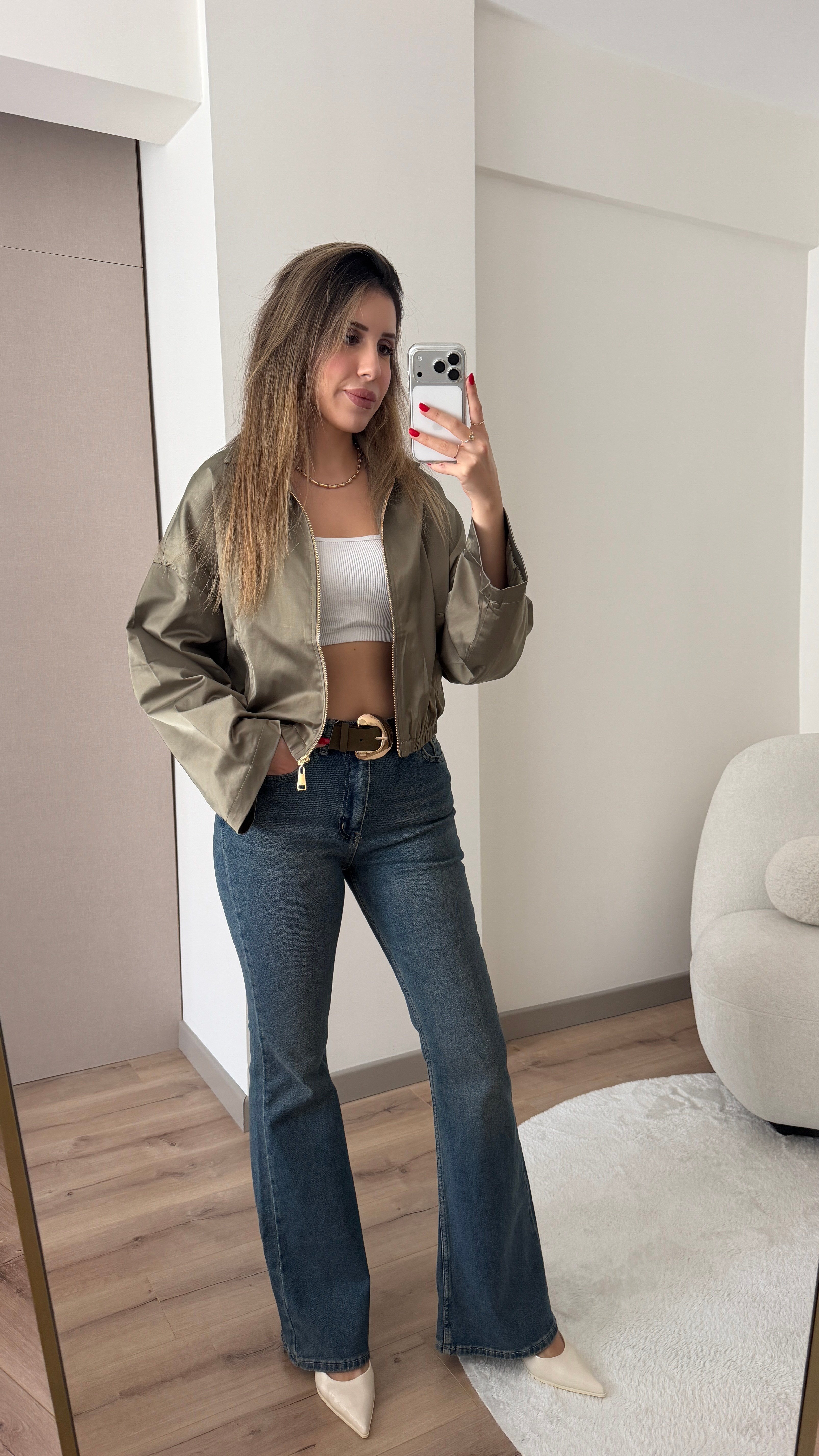 PREMİUM SATEN HAKİ BOMBER CEKET