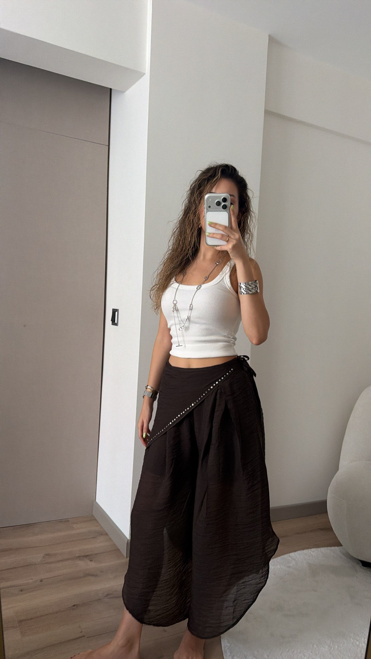 TENSEL KUMAŞ KAHVE MANİFESTT PANTOLON