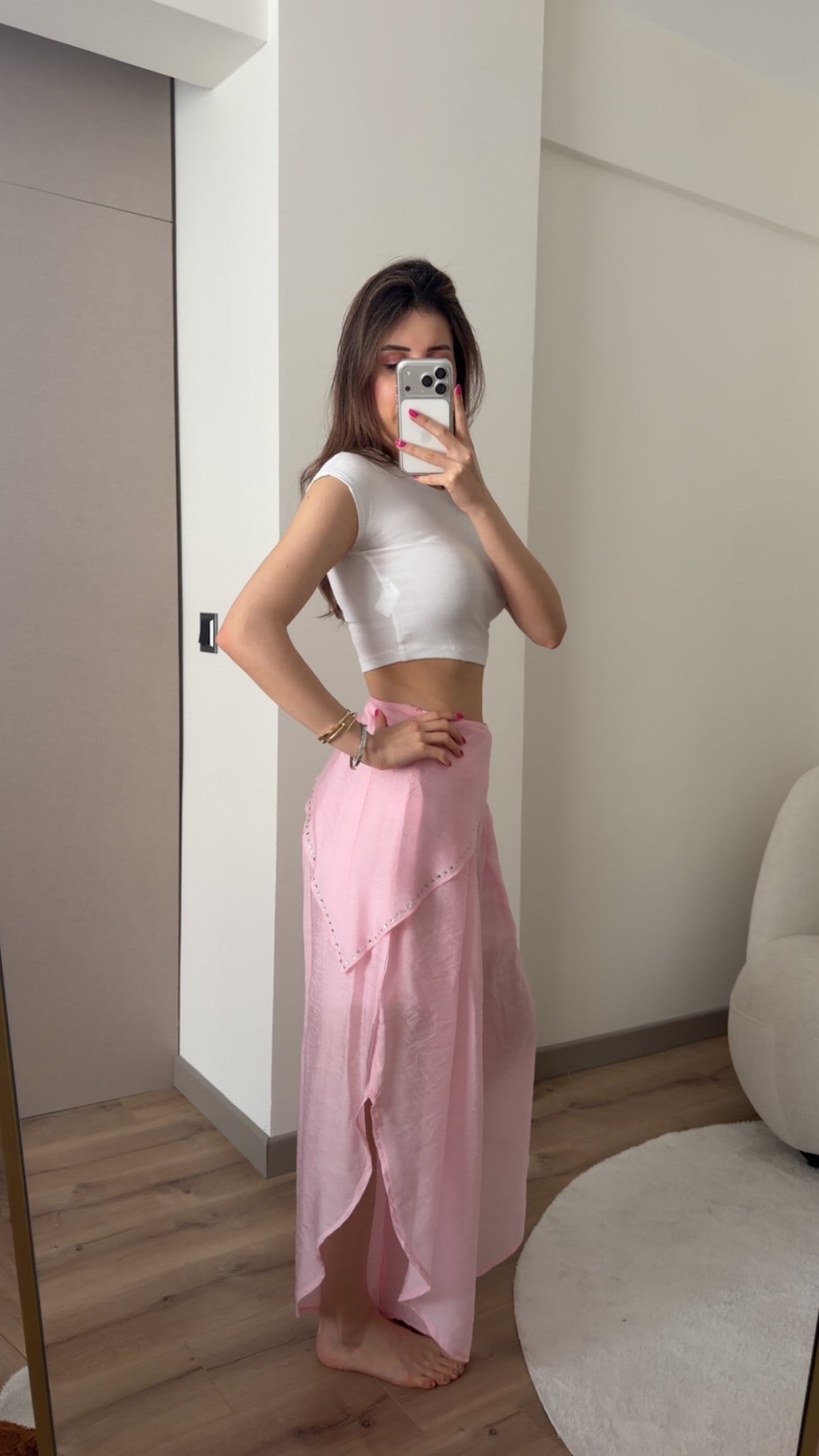 TENSEL KUMAŞ PEMBE MANİFESTT PANTOLON