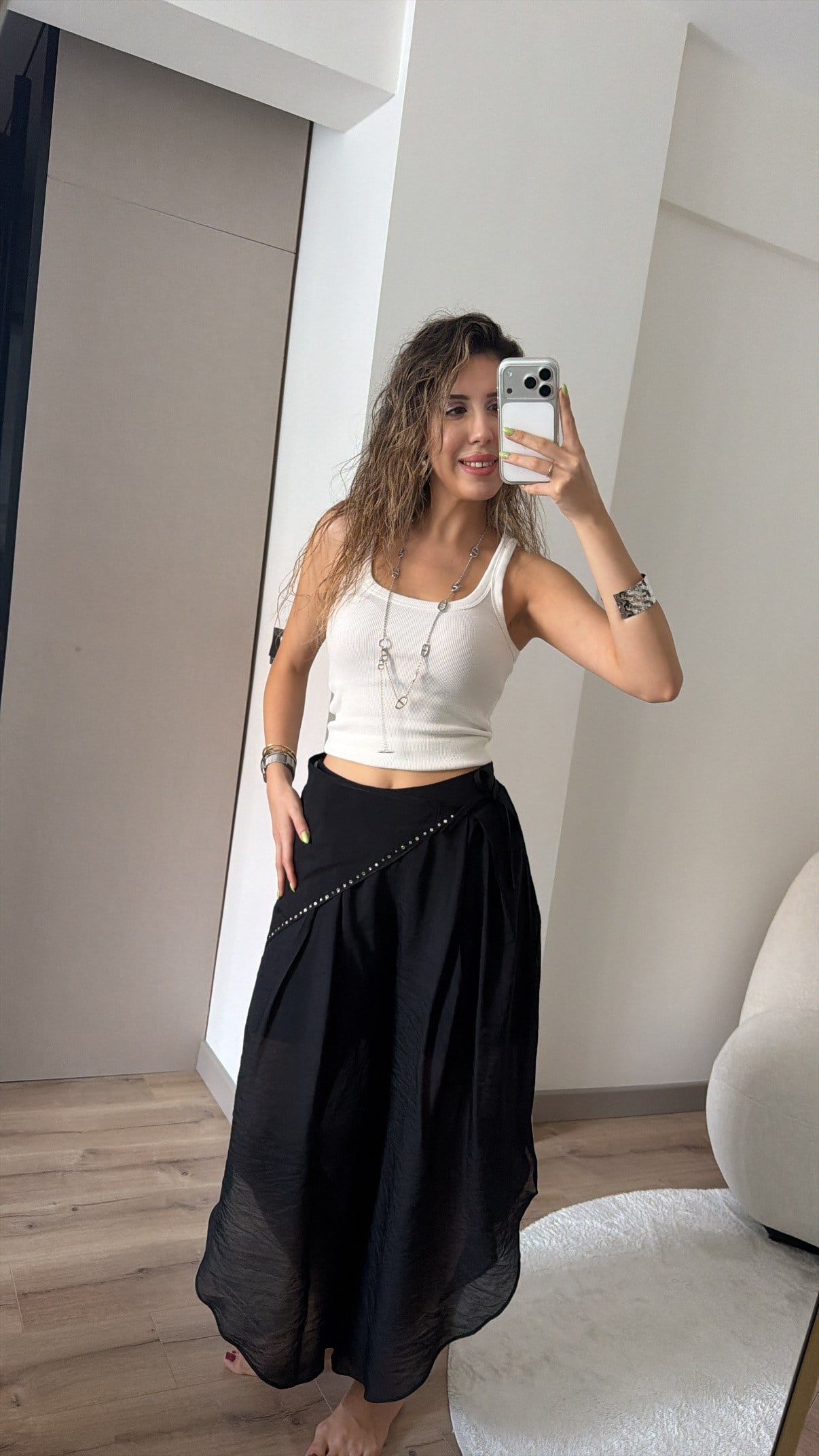 TENSEL KUMAŞ SİYAH MANİFESTT PANTOLON