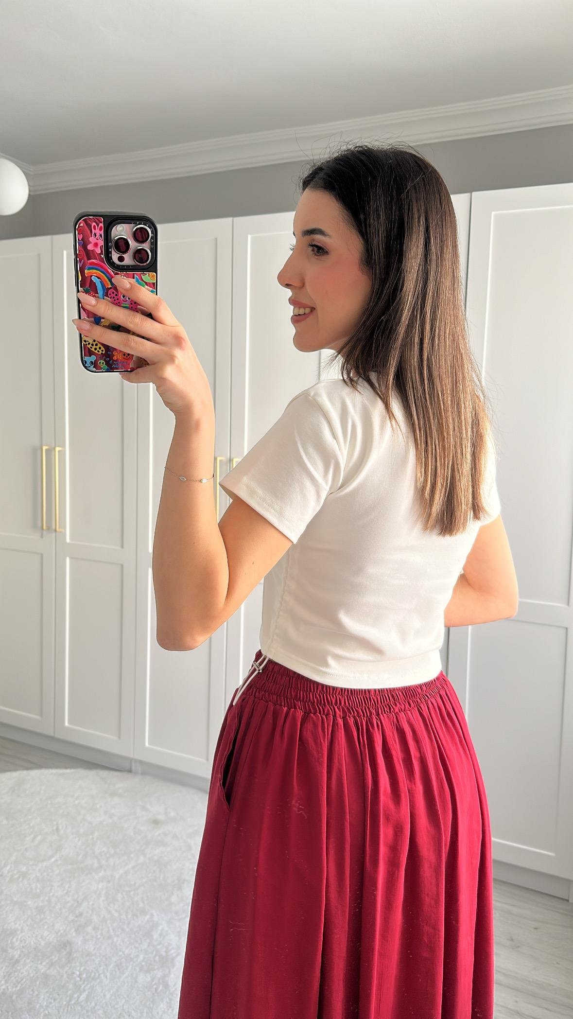 YANI BÜZGÜLÜ BASKILI CROP
