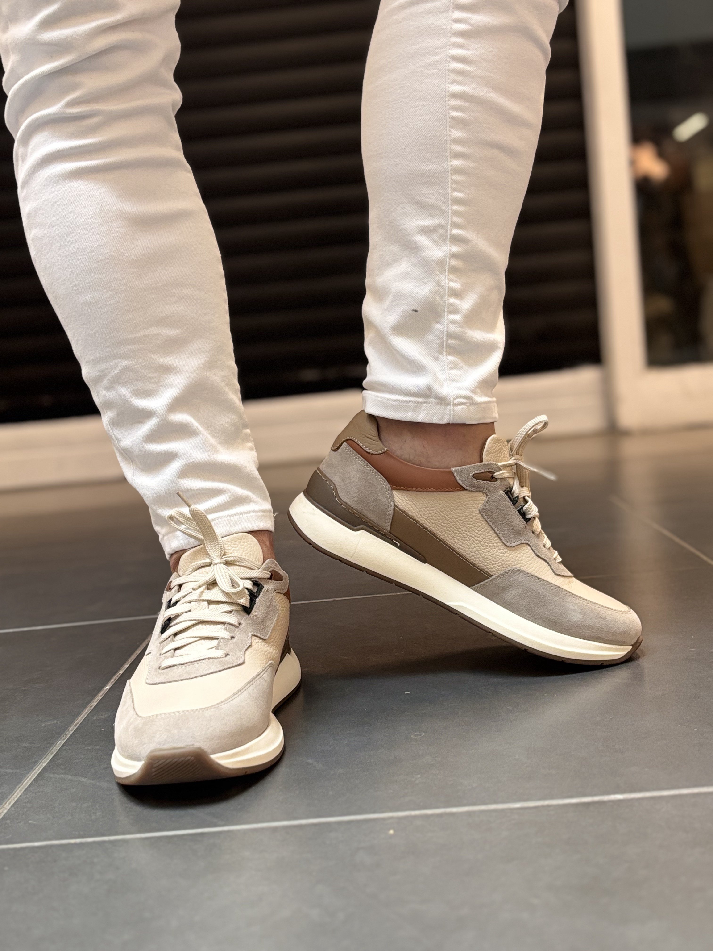 İç Dış Komple Deri Sneaker Bej