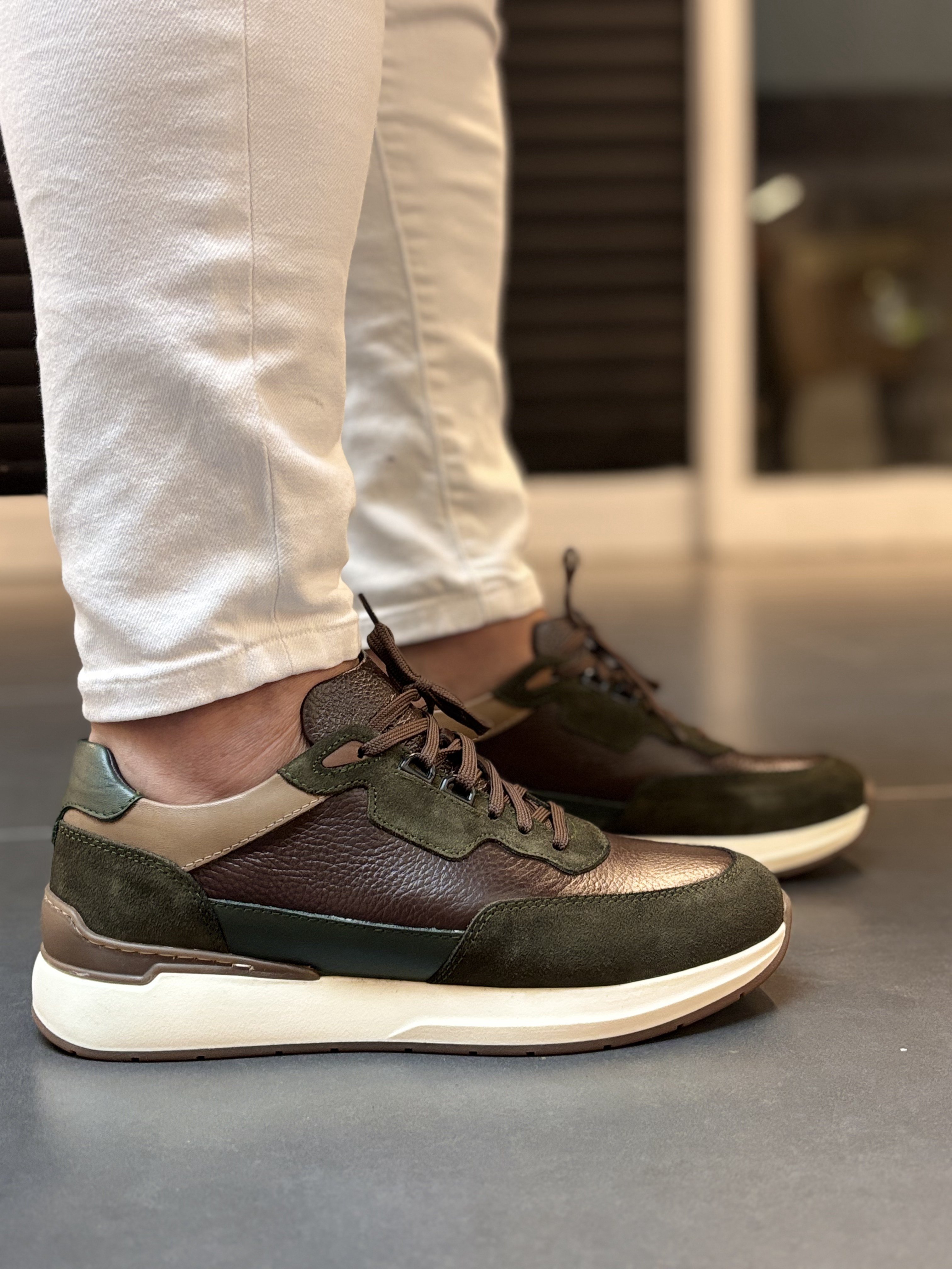 İç Dış Komple Deri Sneaker Yeşil