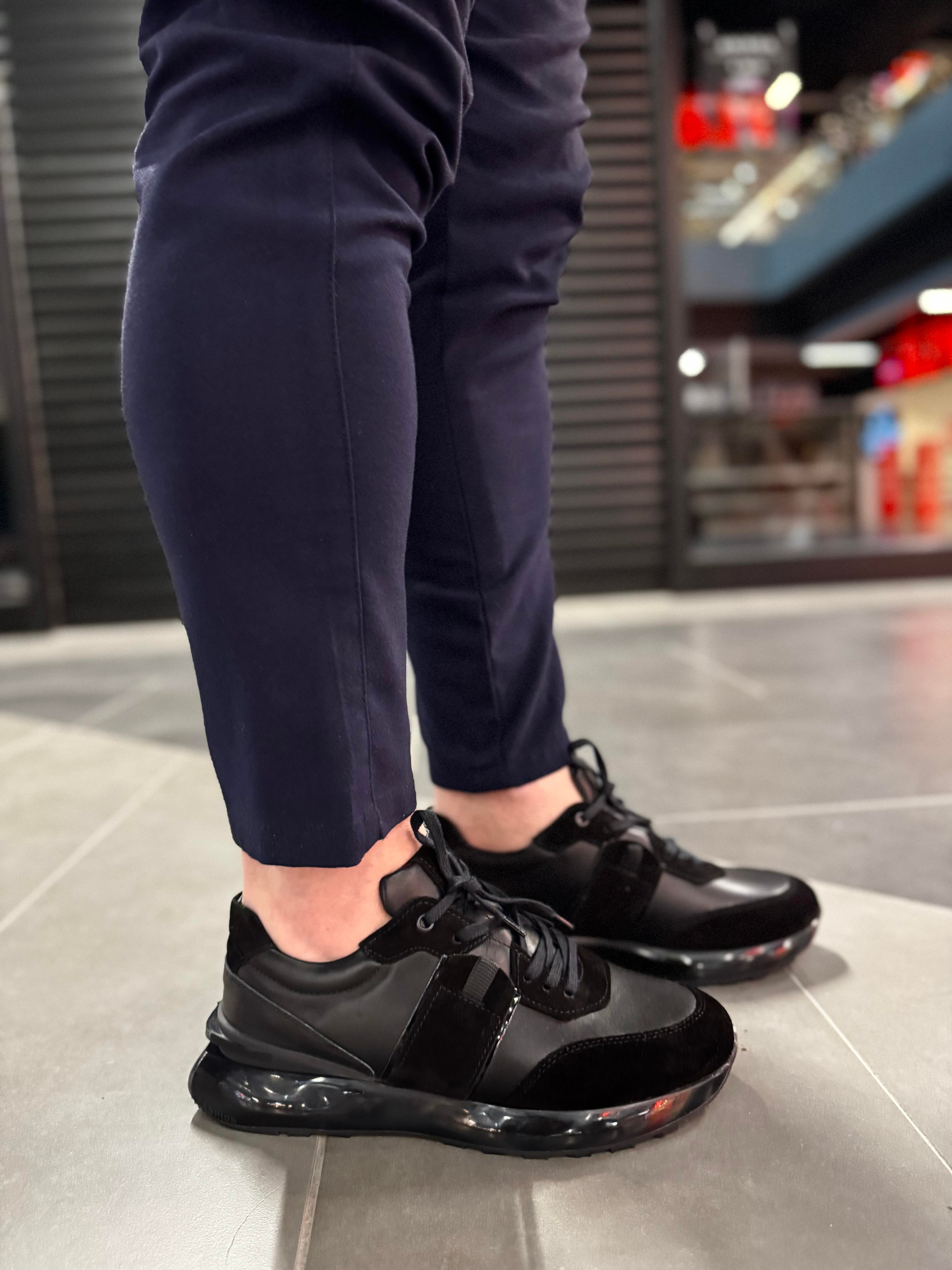 İthal Tabanlı Deri Sneaker Siyah