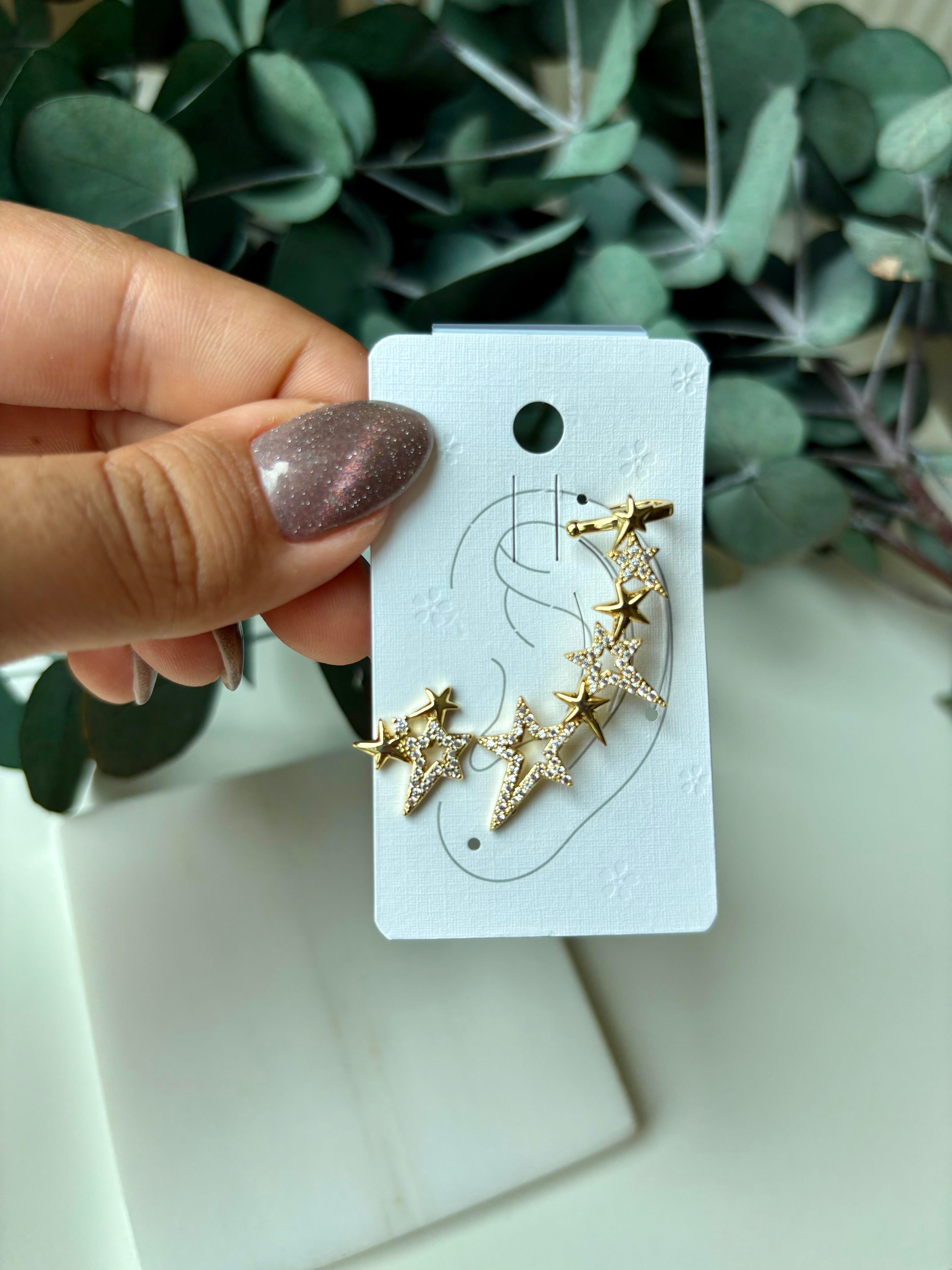 YILDIZLI EARCUFF KÜPE GOLD