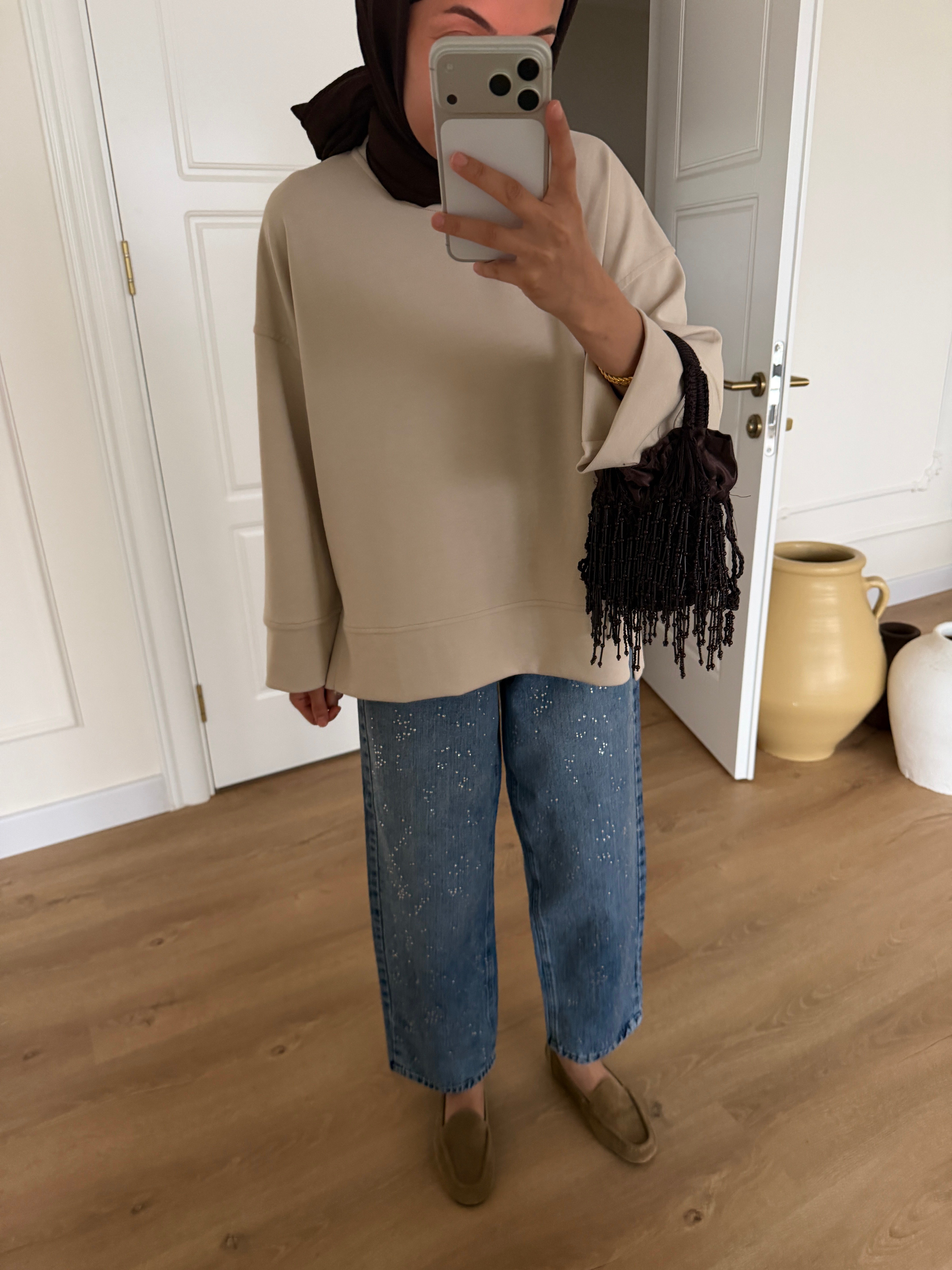 Basic Oversize Tunik - Bej