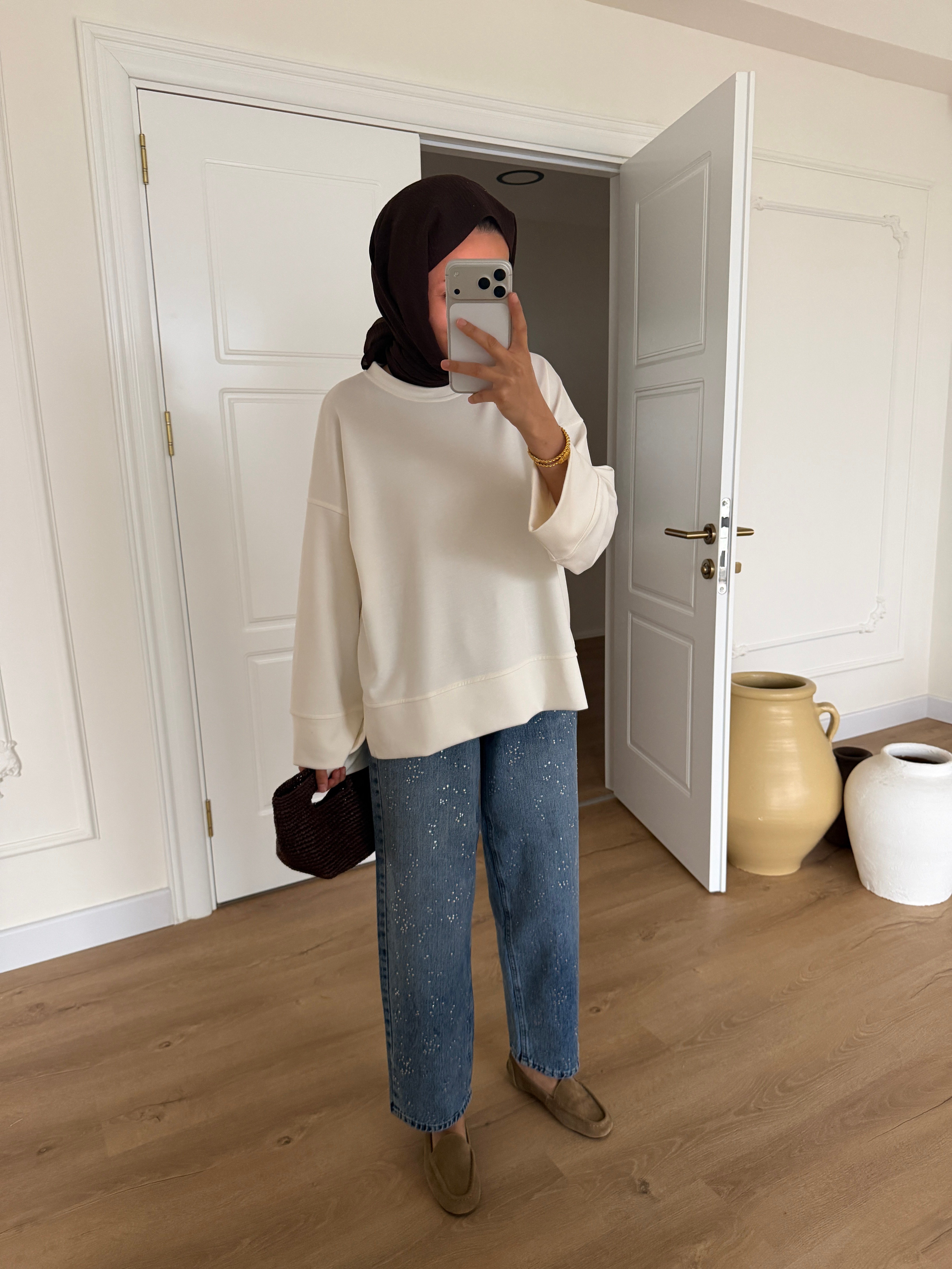 Basic Oversize Tunik - Ekru