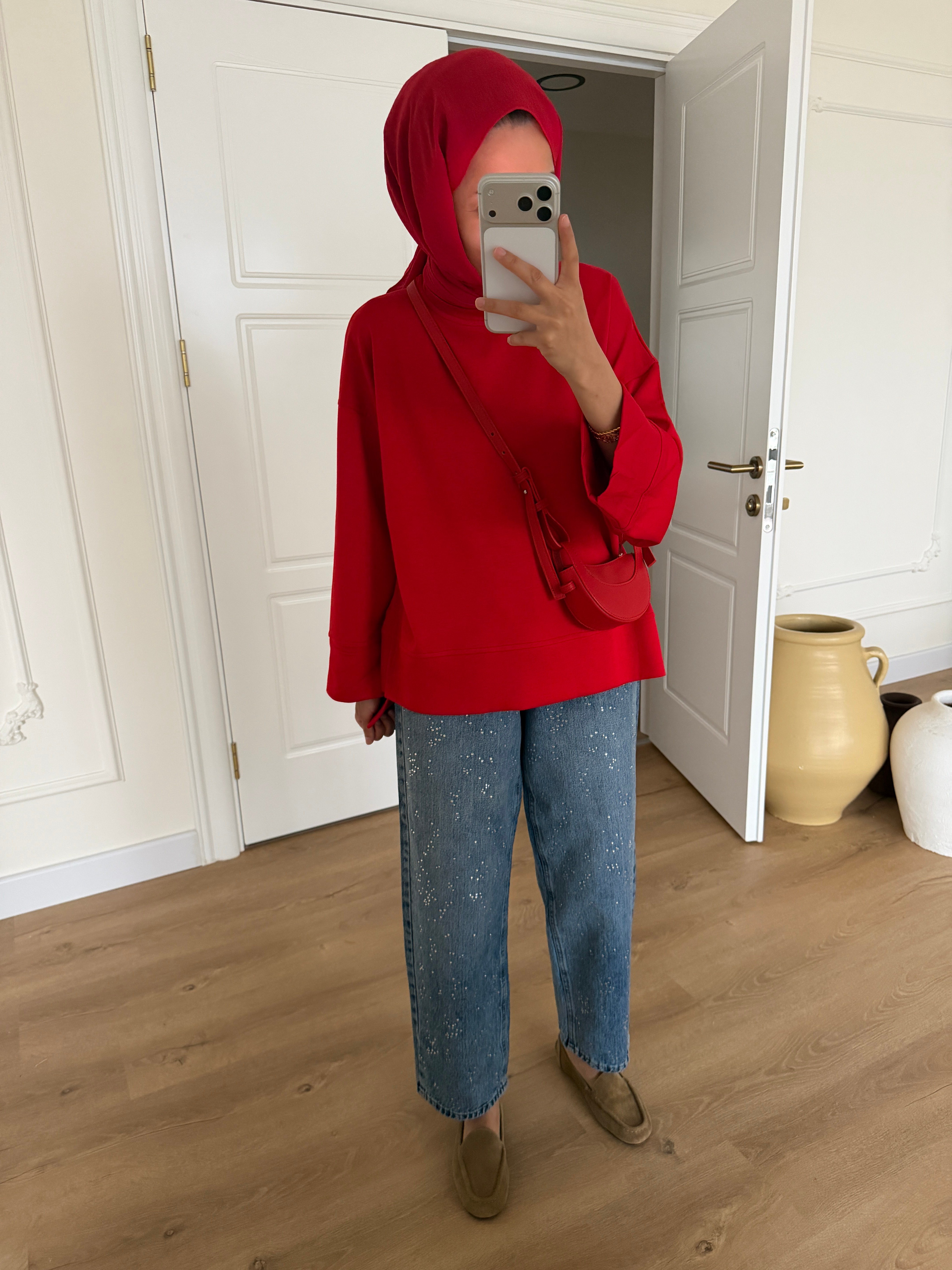 Basic Oversize Tunik - Kırmızı