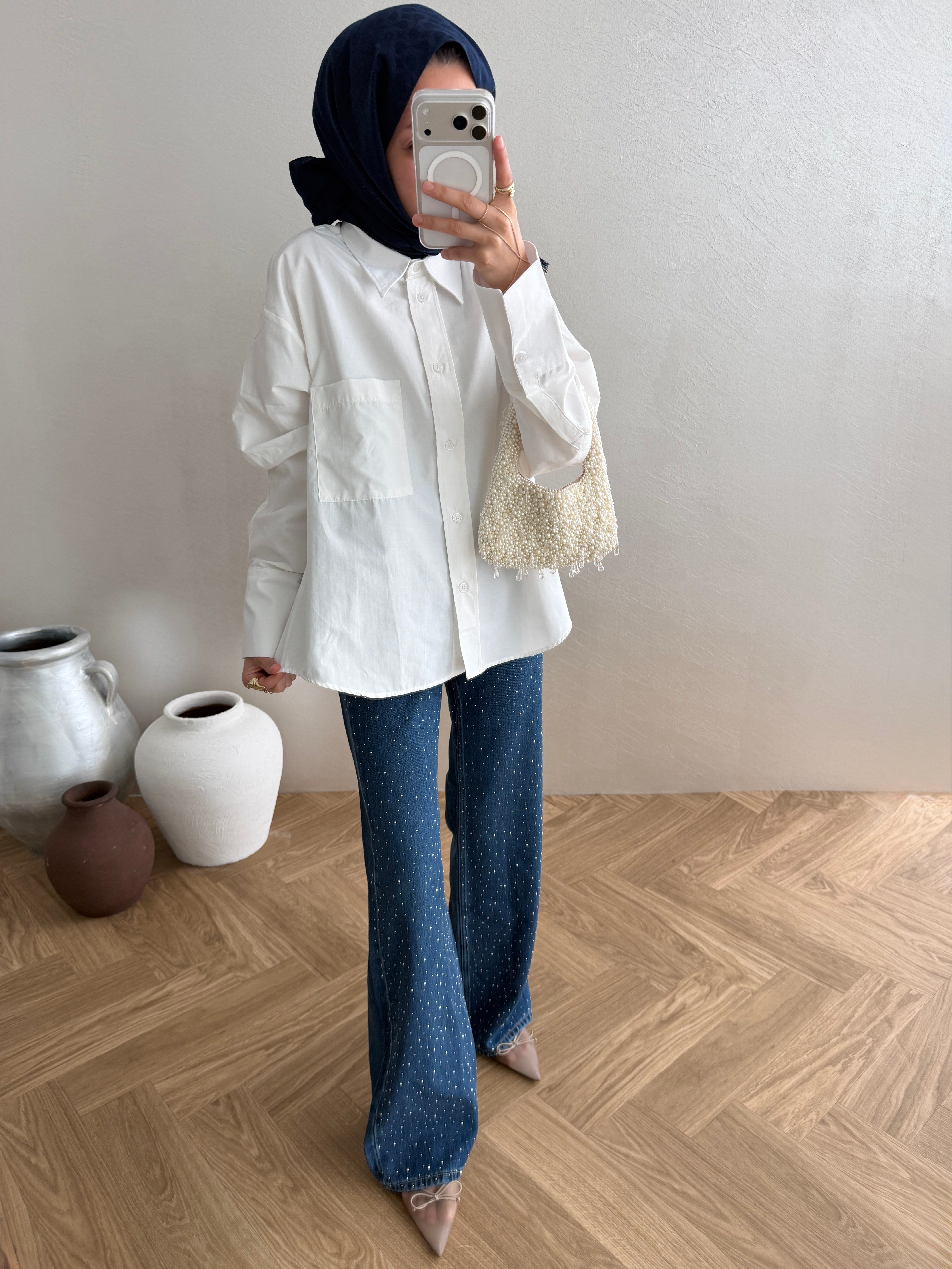 Basic Poplin Gömlek - Ekru