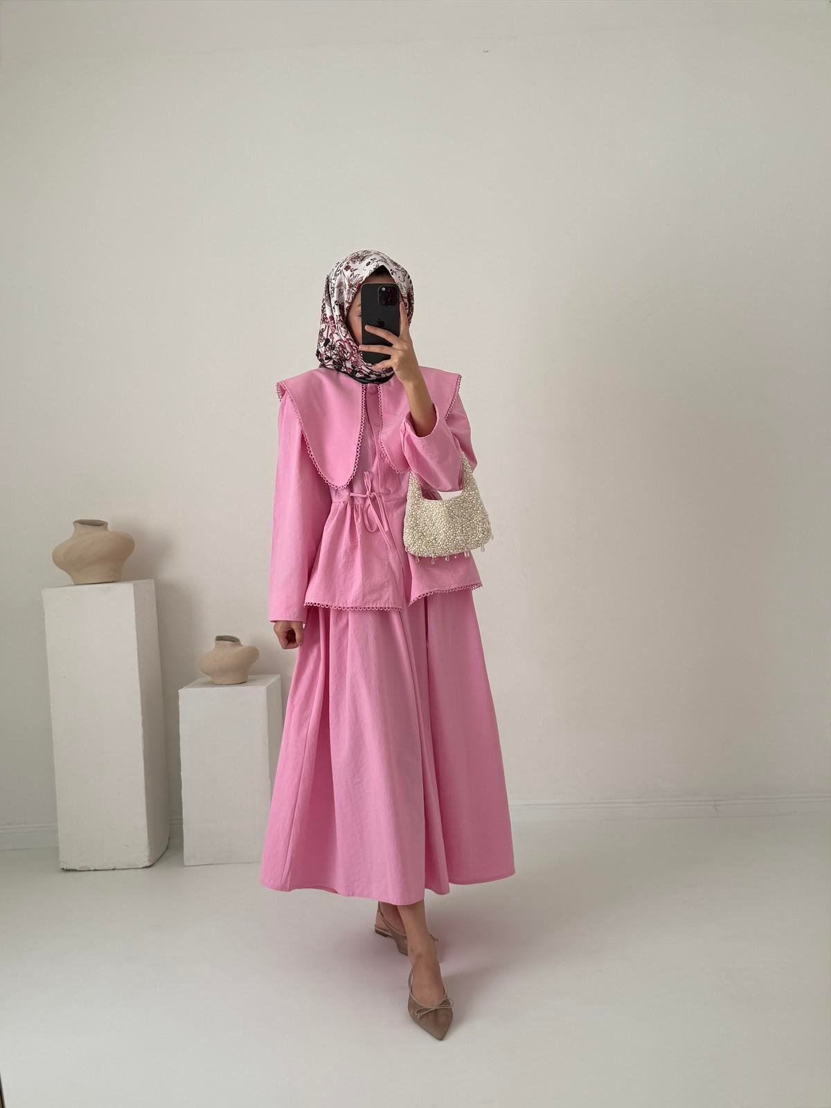 Brode Nakışlı Takım - Pembe