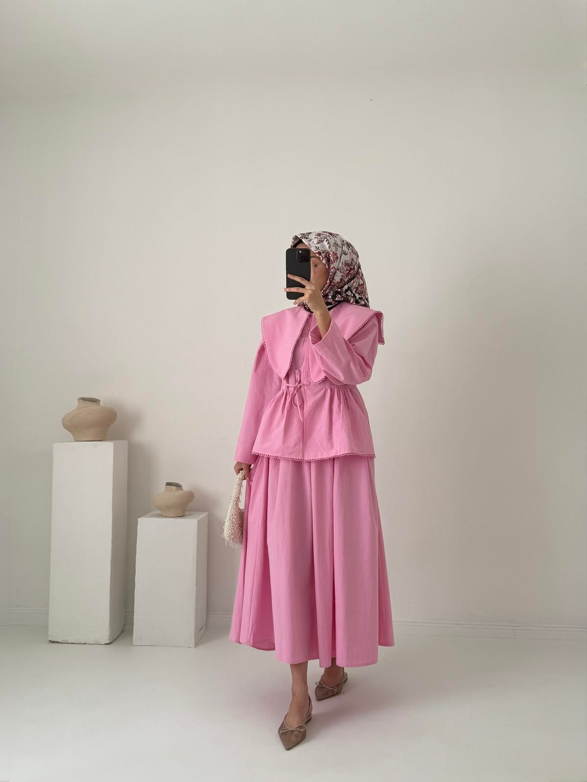 Brode Nakışlı Takım - Pembe