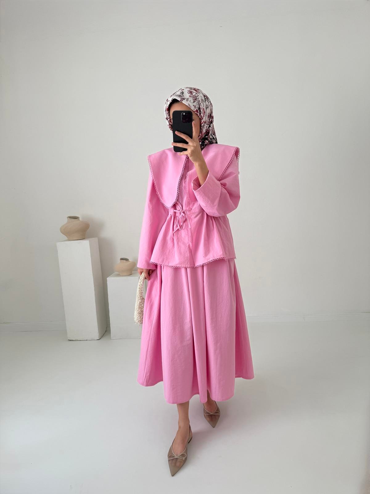 Brode Nakışlı Takım - Pembe