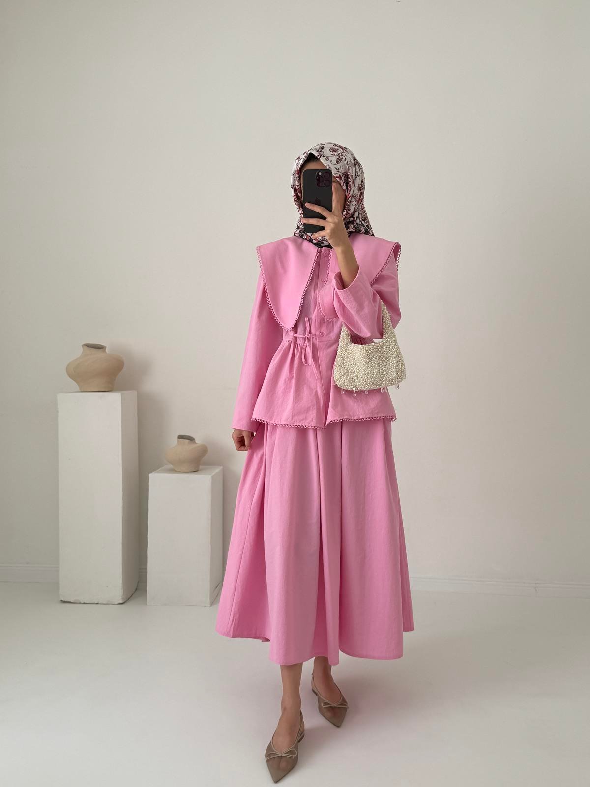 Brode Nakışlı Takım - Pembe