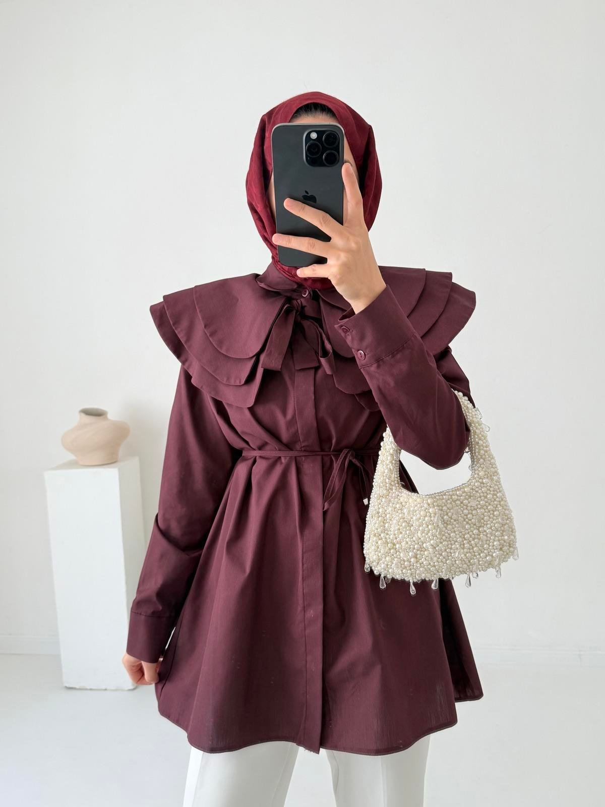 Brode Poplin Gömlek - Bordo 
