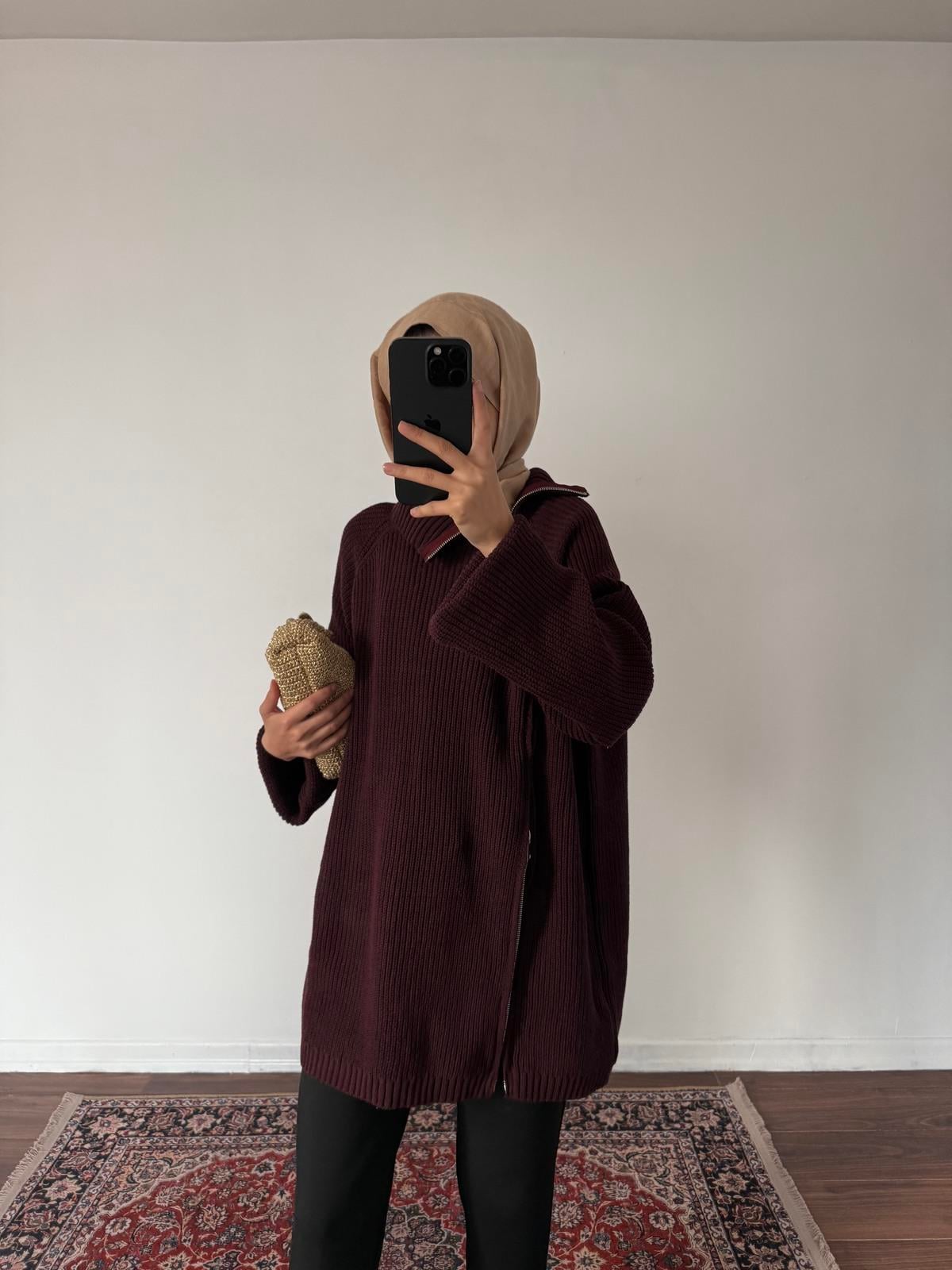 Çelik Örme Kazak - Bordo
