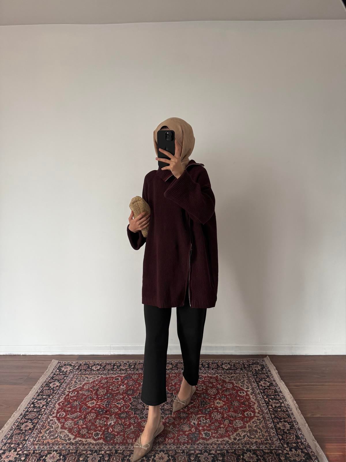 Çelik Örme Kazak - Bordo
