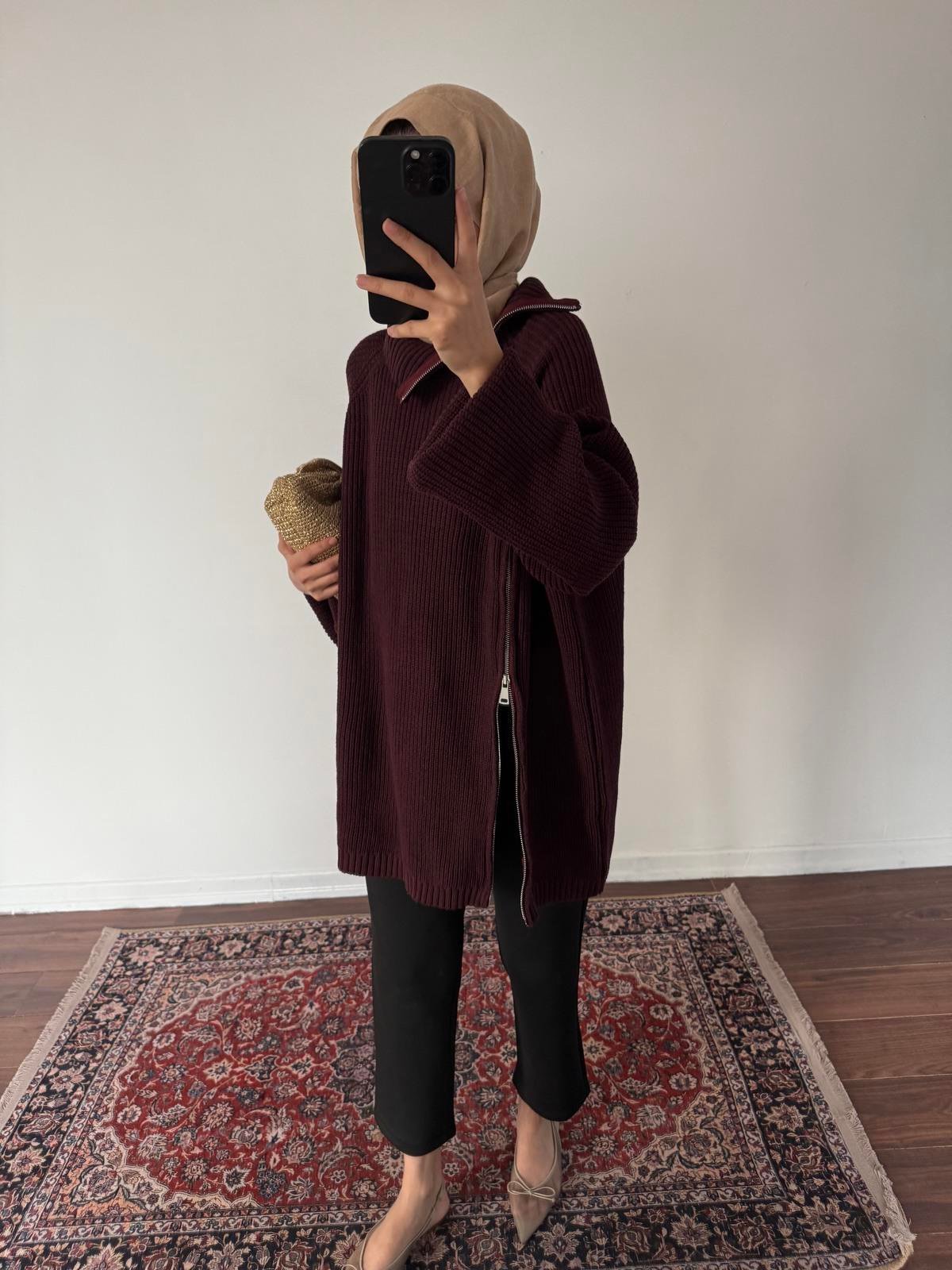Çelik Örme Kazak - Bordo