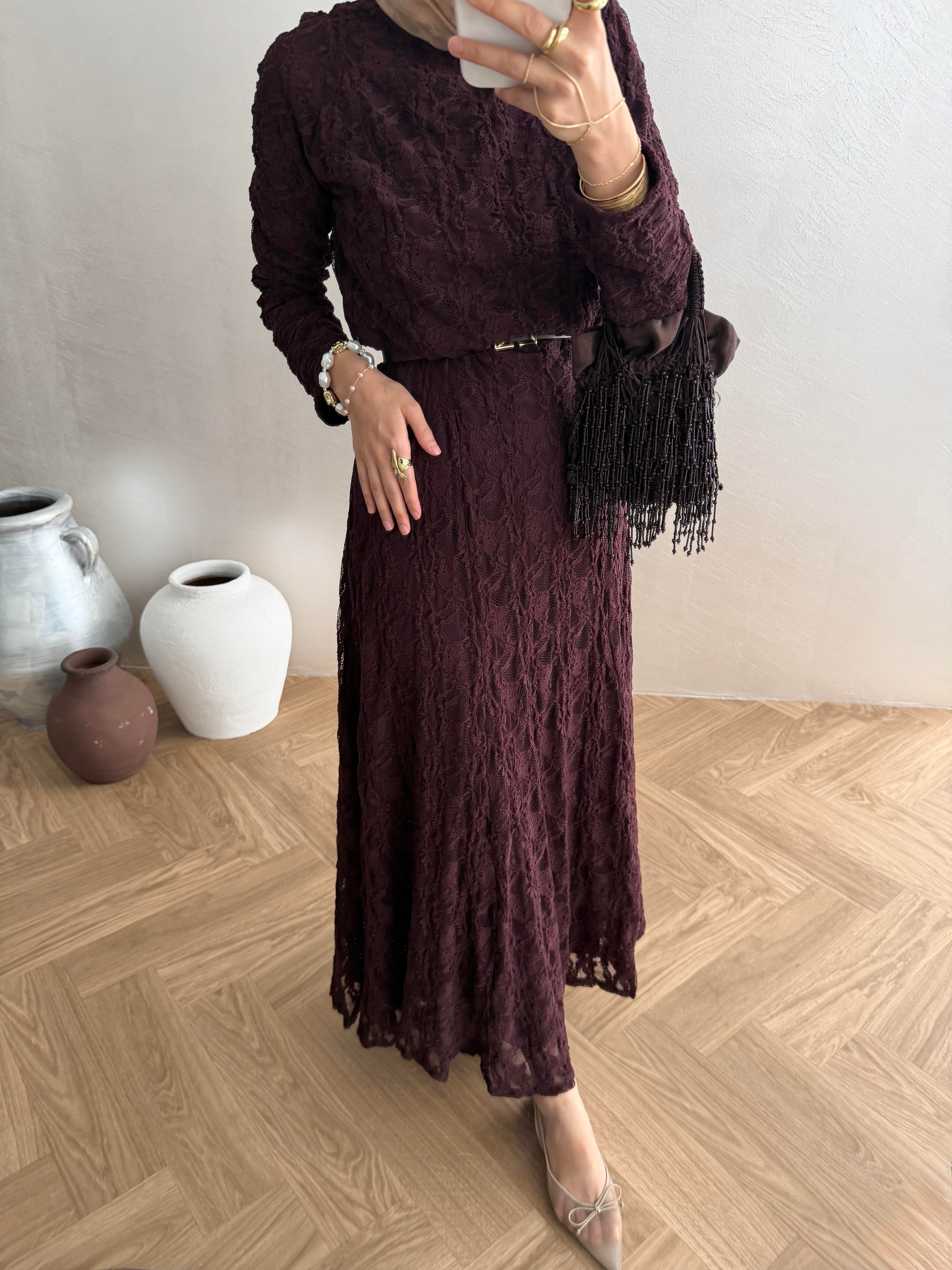 Dantelli Elbise - Bordo