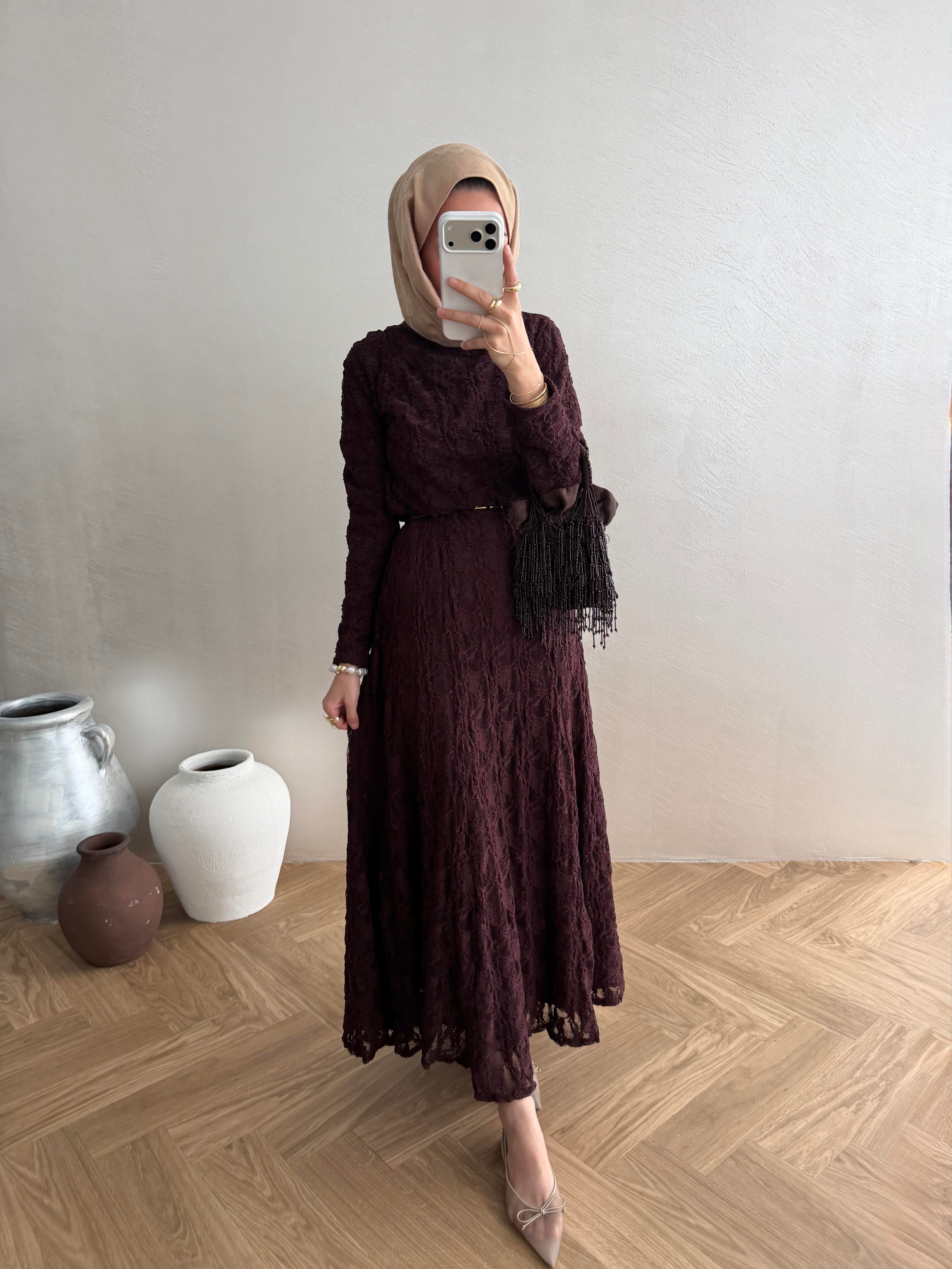Dantelli Elbise - Bordo