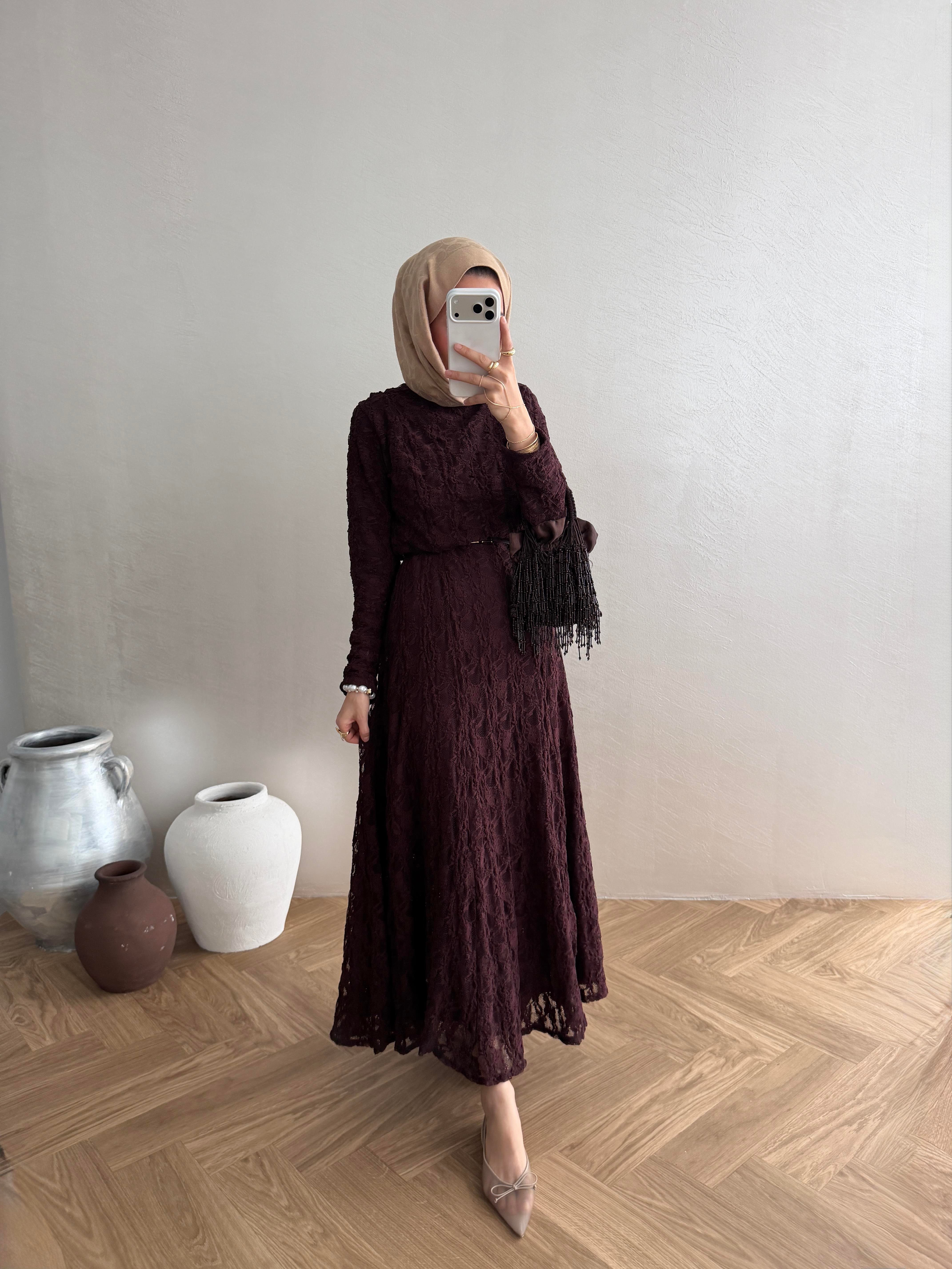 Dantelli Elbise - Bordo