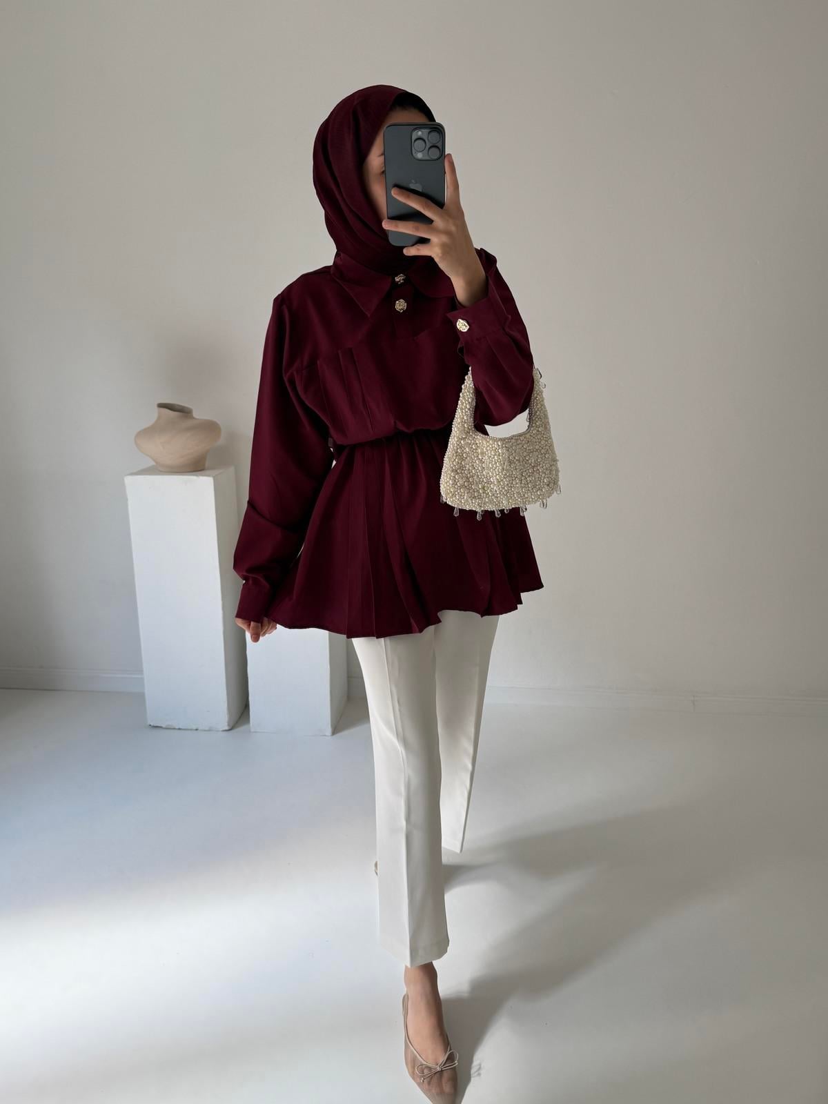 Eva Piliseli Gömlek - Bordo